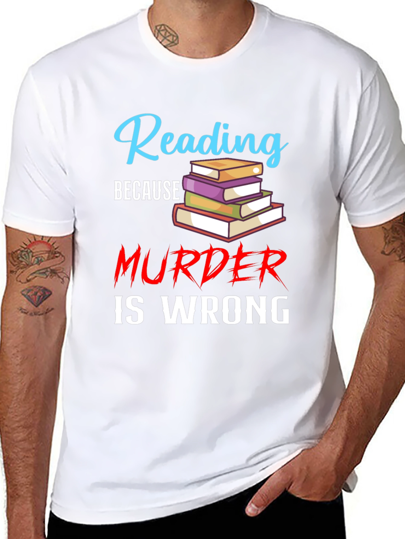 Black Reading Because Murder Is Wrong Black T-Shirt view 8