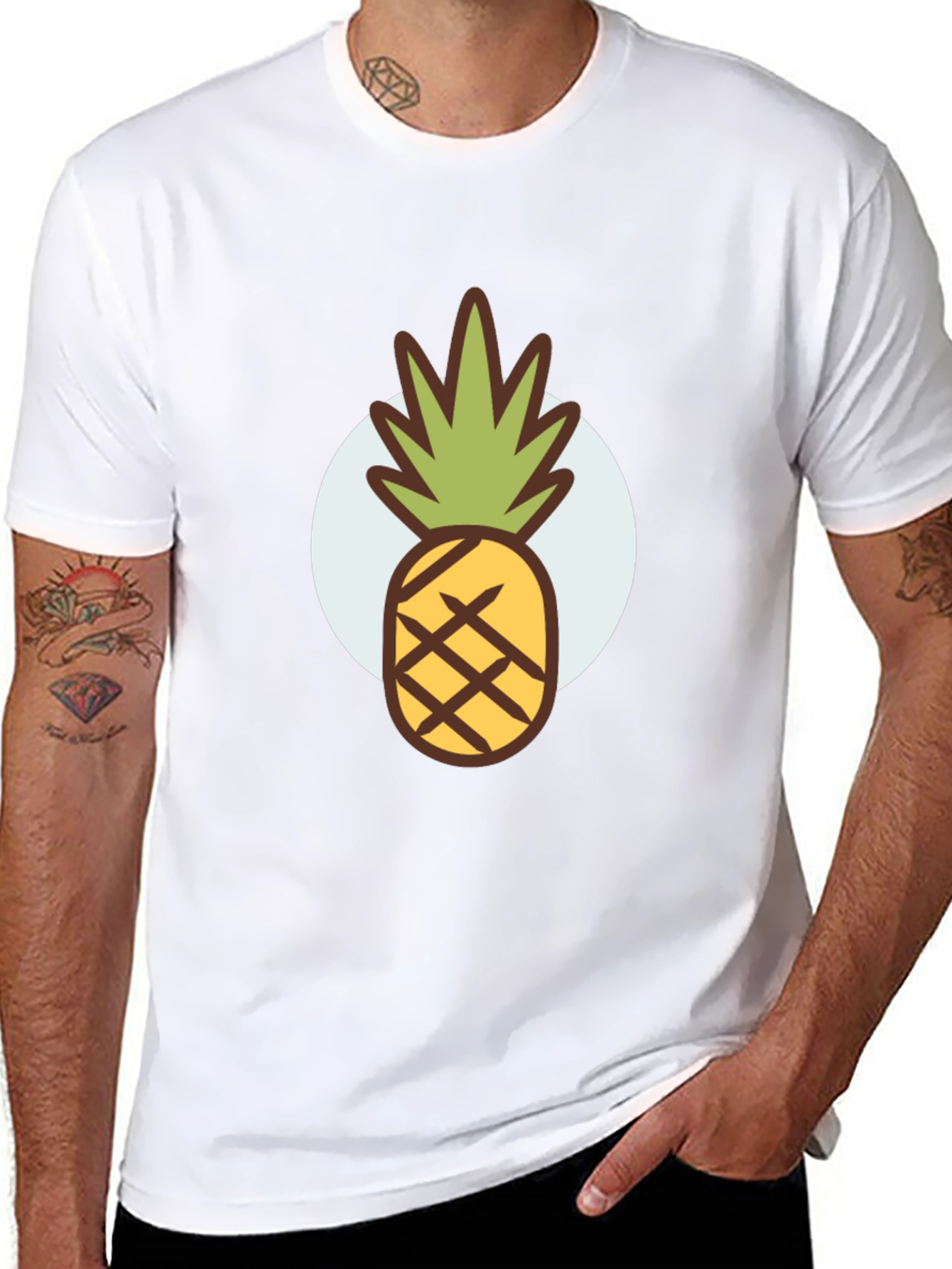 Black Pineapple Graphic Tee - Stylish Men's Black T-Shirt view 8