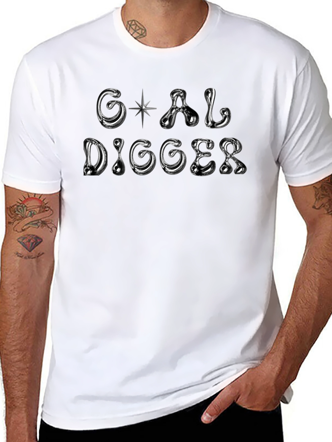 Black Goal Digger Black T-Shirt Graphic Print view 8