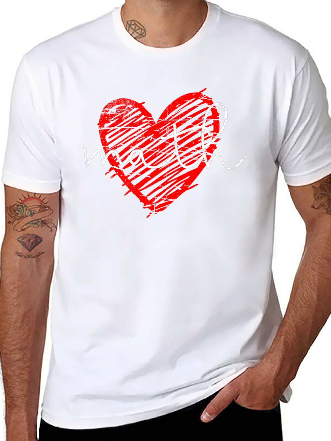Black Math Heart Graphic T-Shirt - Perfect for Math Lovers view 8