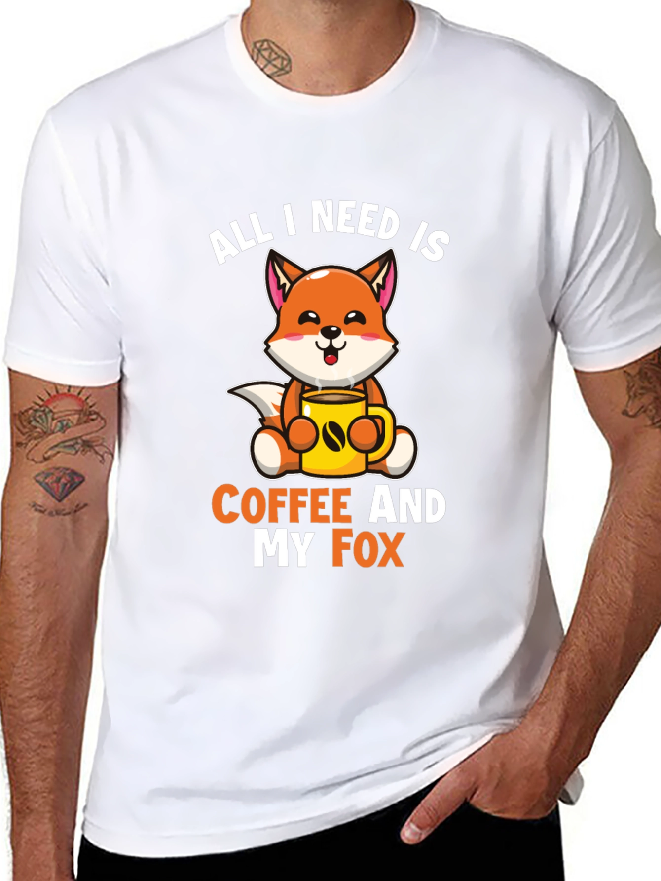 Black All I Need is Coffee and My Fox T-Shirt view 8