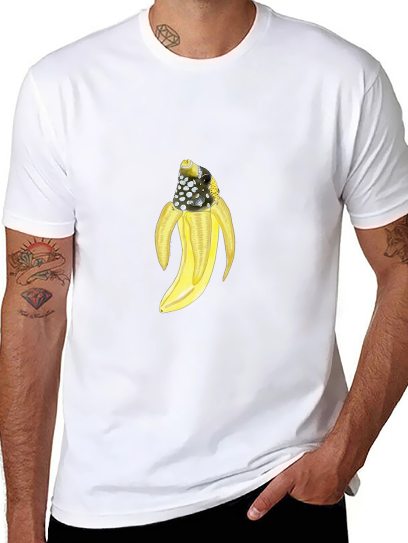 Black Banana Fish T-Shirt - Quirky Graphic Tee view 8