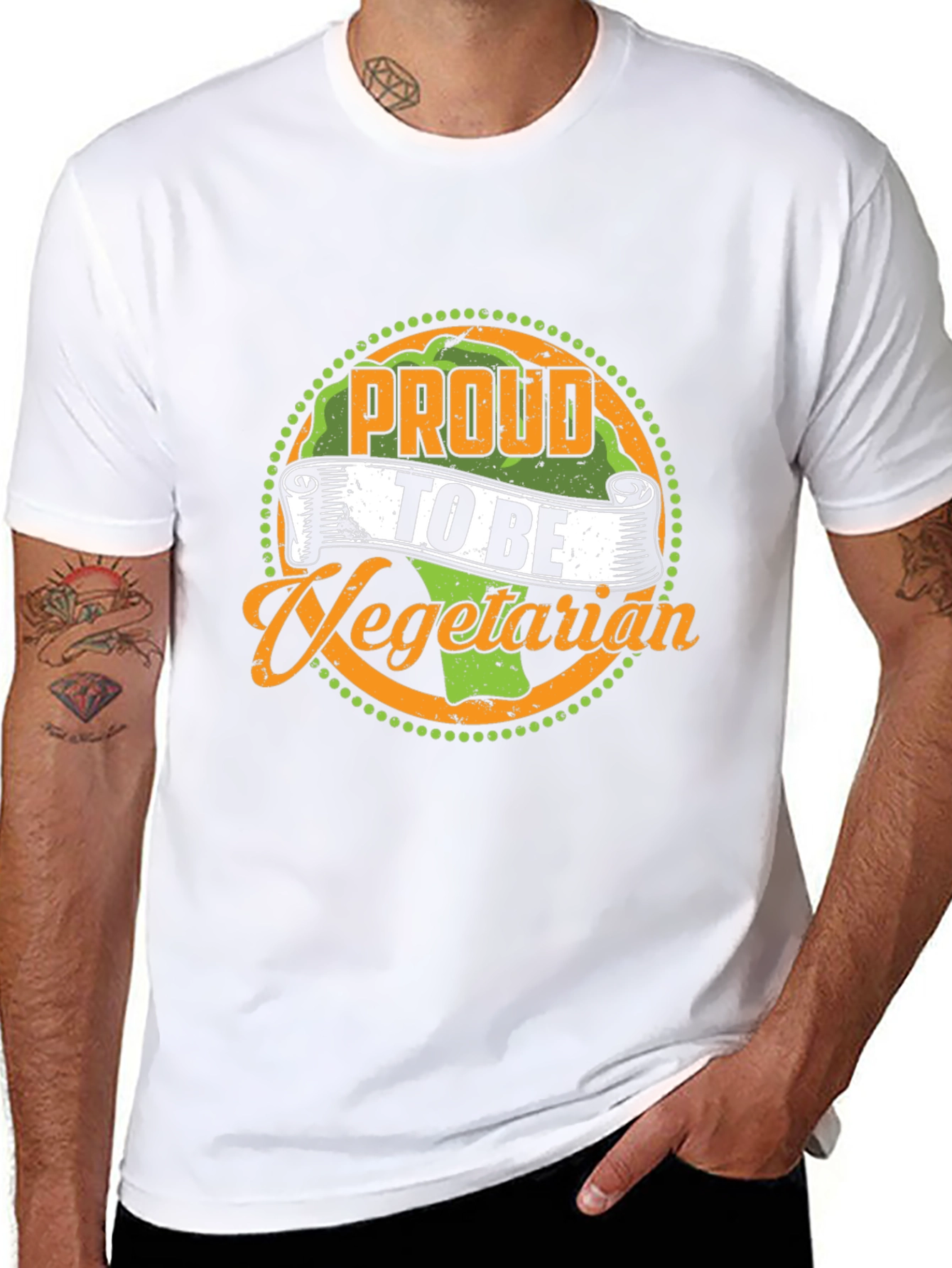Black Proud to Be Vegetarian Graphic T-Shirt view 8