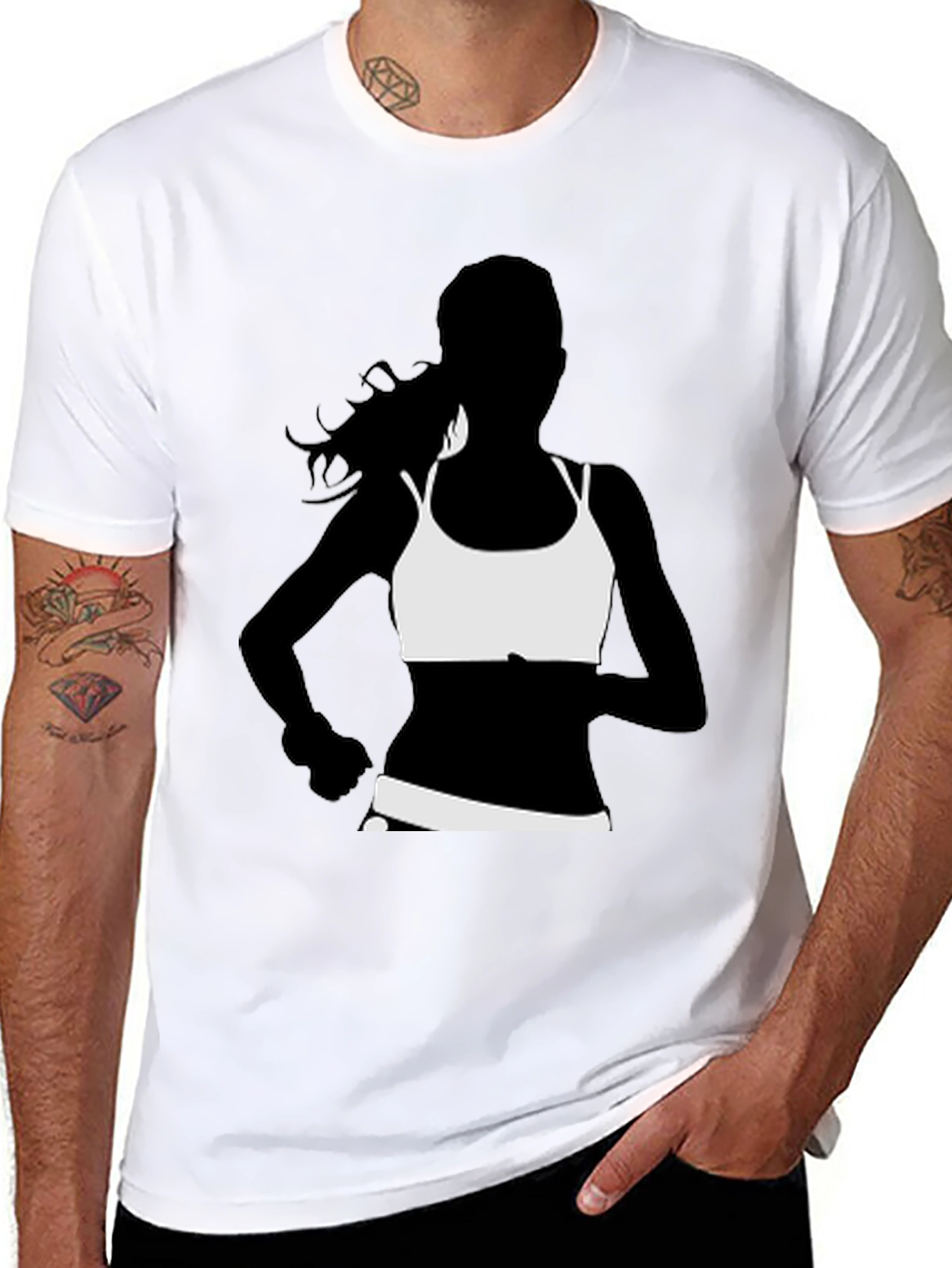 Black Running Woman Graphic Tee - Black view 8