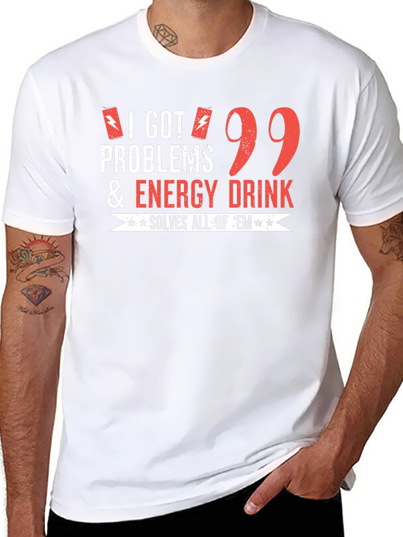 Black Funny Energy Drink T-Shirt: 99 Problems Solved view 8