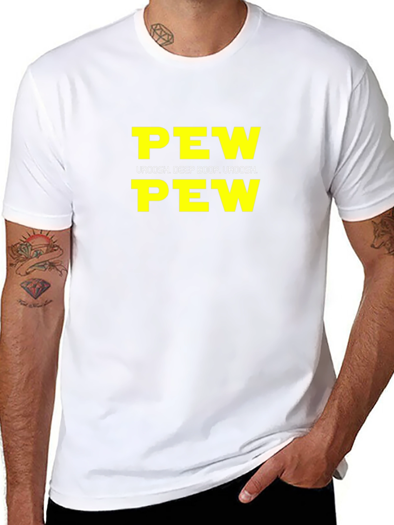 Black Pew Pew Uroosh Graphic T-Shirt - Black view 8