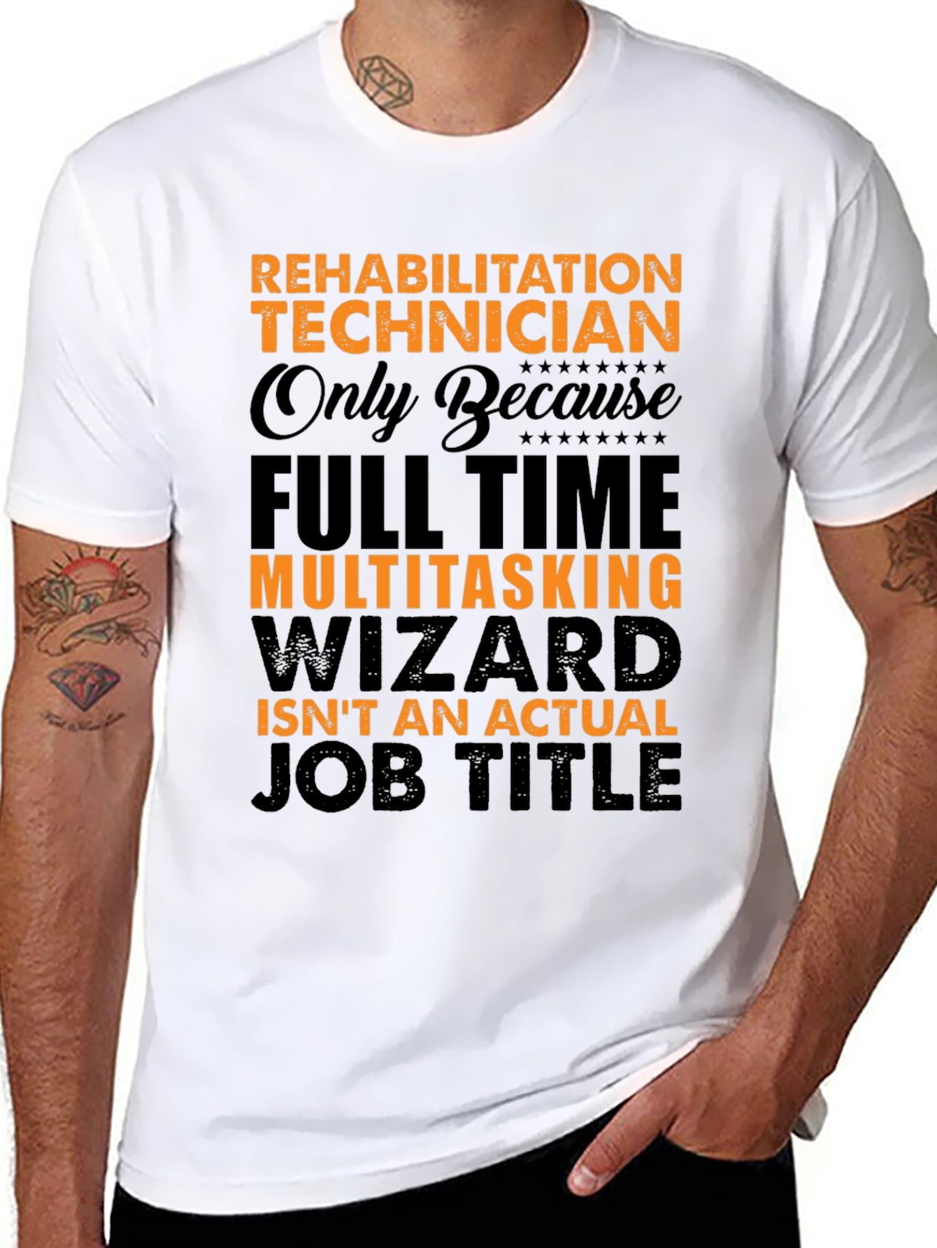 Black Rehabilitation Technician Funny Job Title T-Shirt view 8
