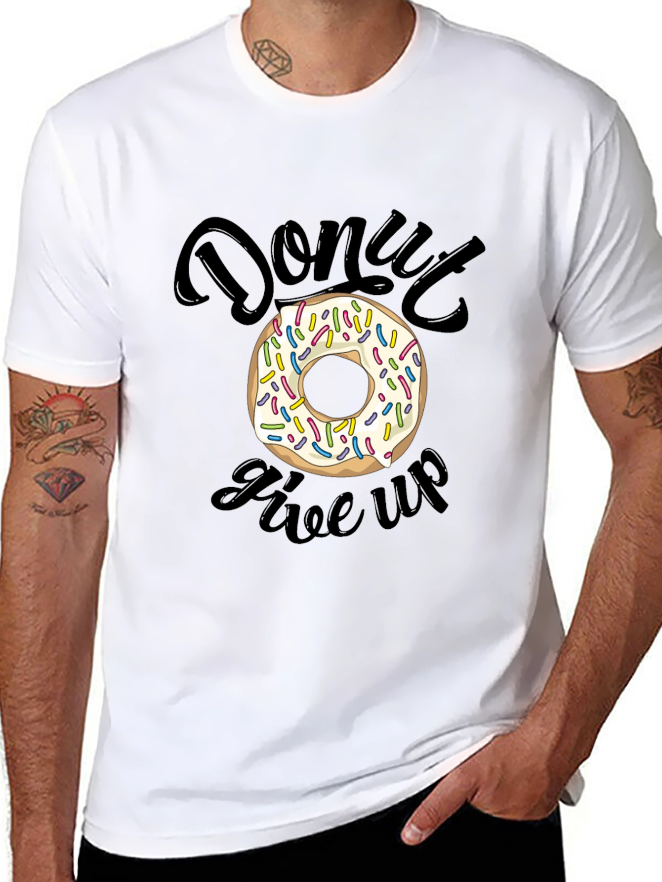 Black Donut Give Up Graphic Tee - Unisex T-Shirt view 8