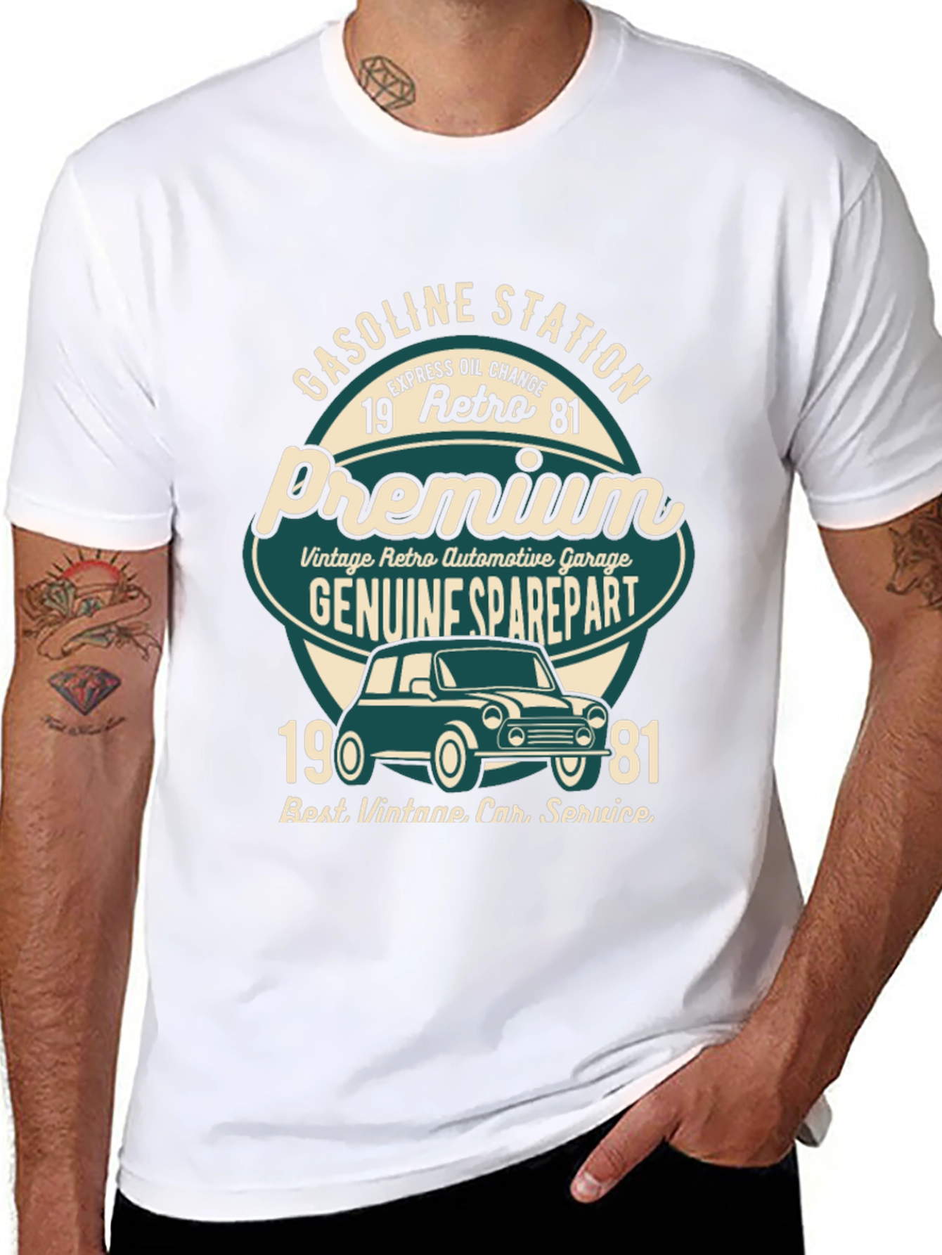 Black Vintage Retro Car T-Shirt - Gasoline Station Premium Design view 8