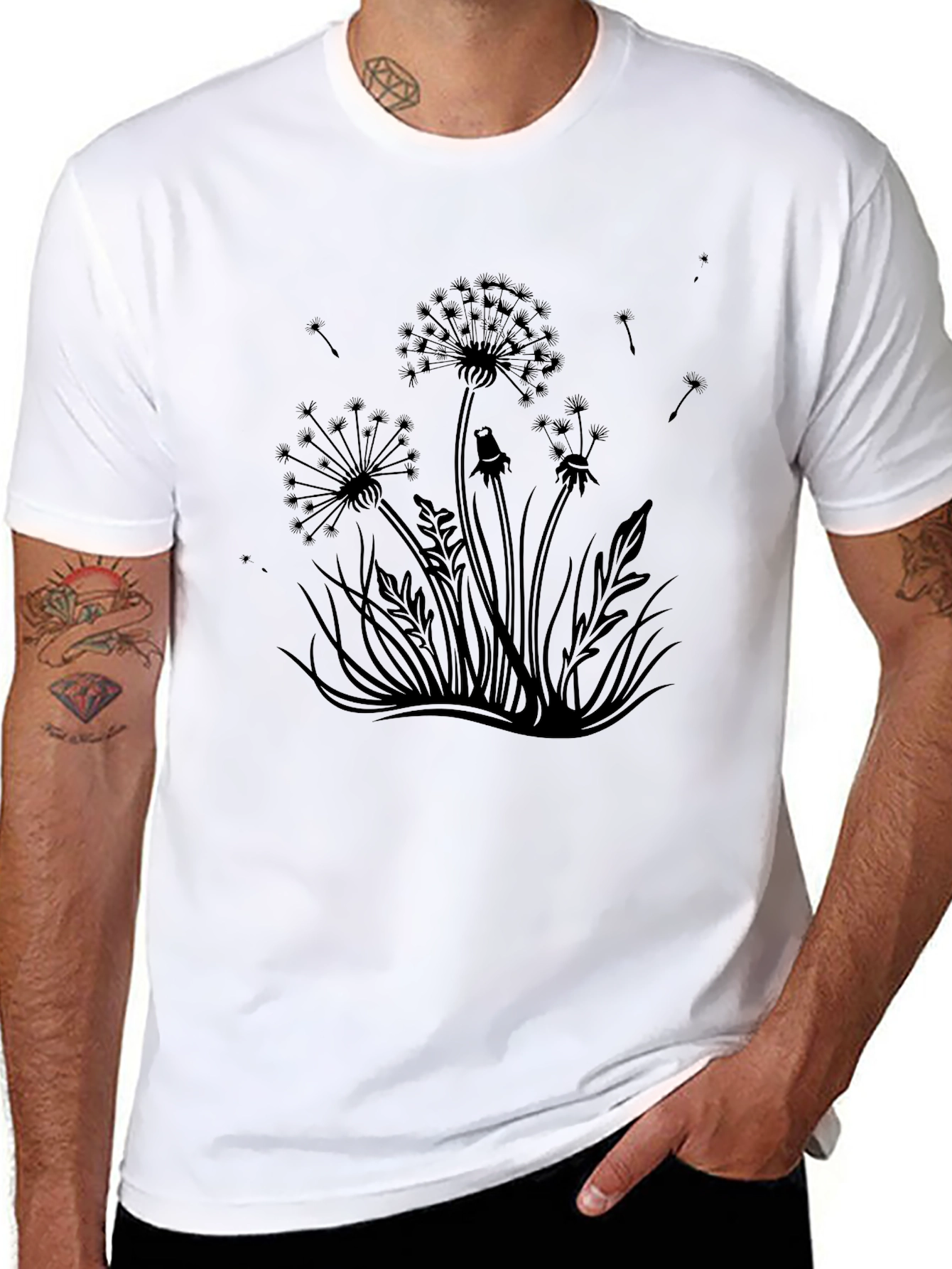 Black Dandelion Graphic Black T-Shirt view 8