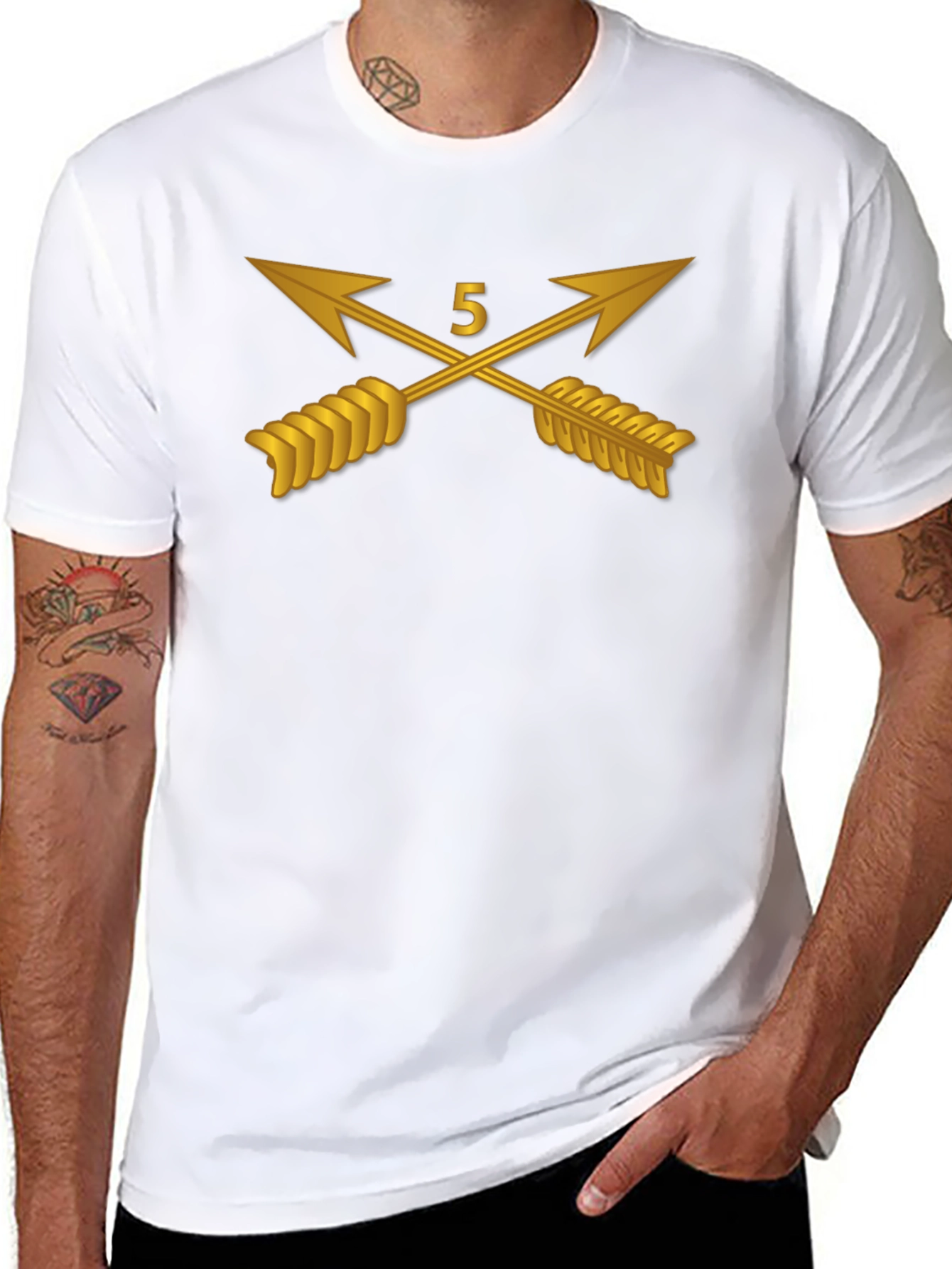 Black Army Special Forces T-Shirt - Crossed Arrows Design view 8