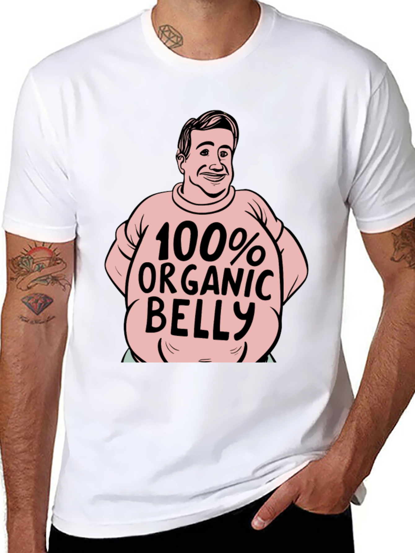 Black Organic Belly Funny T-Shirt view 8
