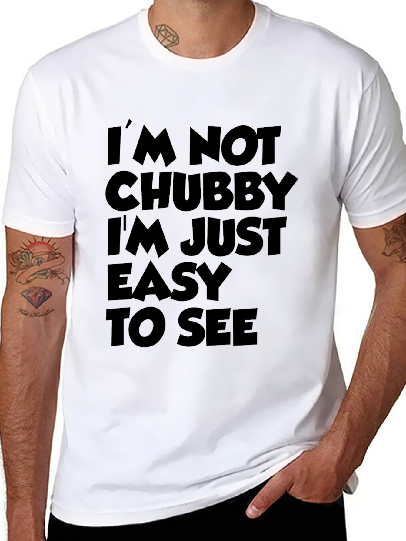 Black Funny Sarcastic T-Shirt - I'm Not Chubby view 8