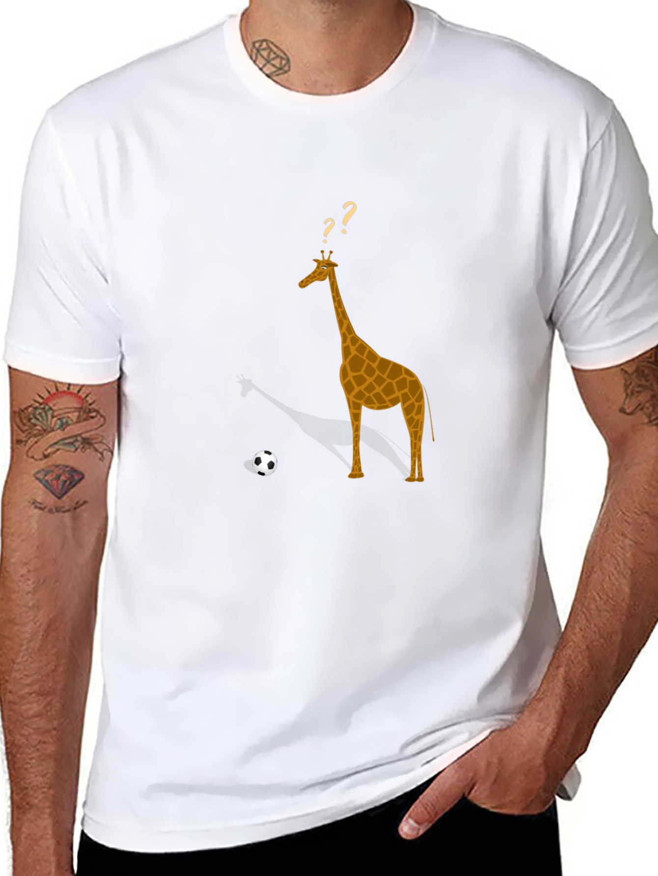 Black Giraffe Soccer T-Shirt - Black Cotton Tee view 8