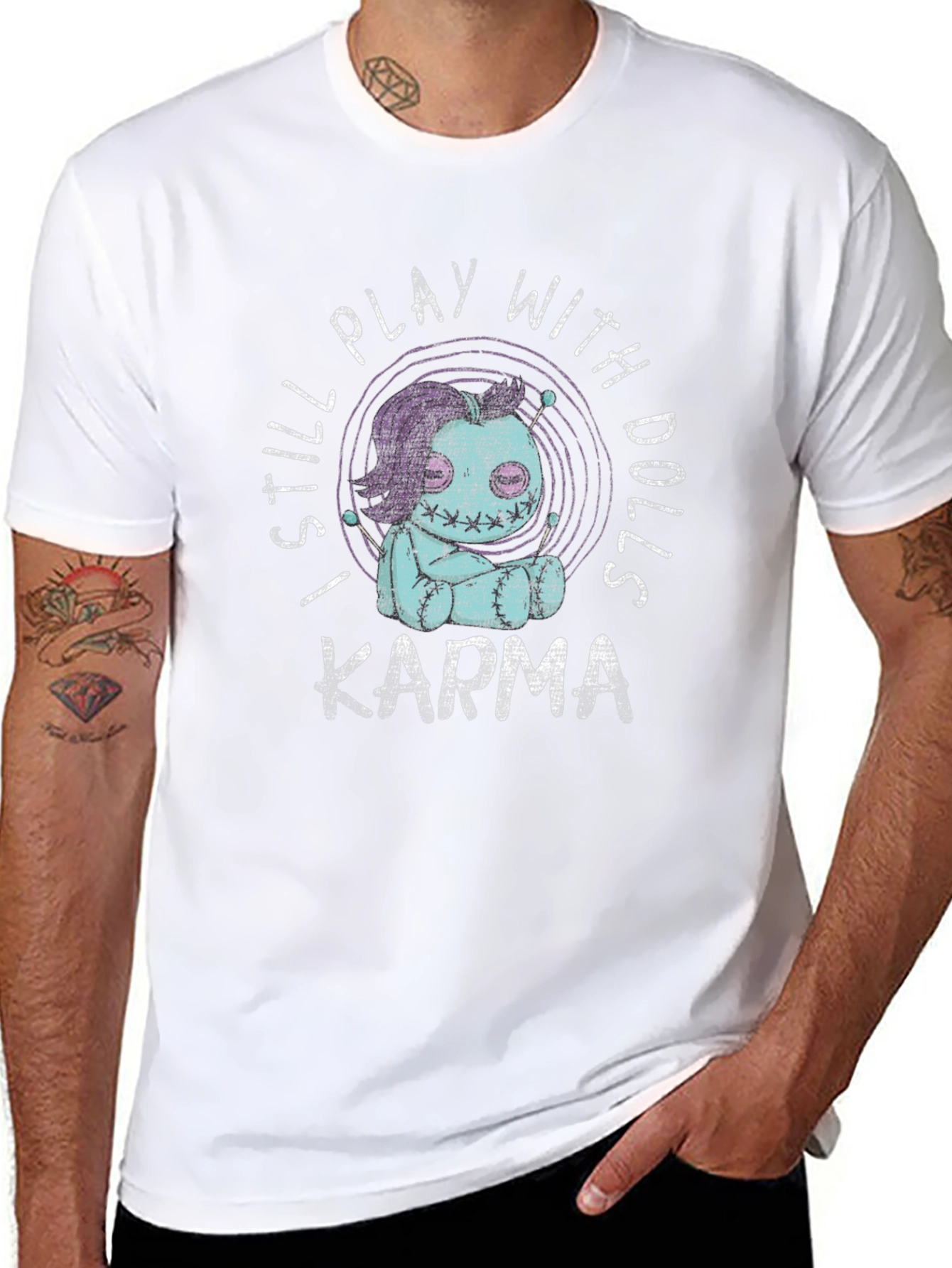 Black I Still Play With Dolls Karma Graphic T-Shirt view 8