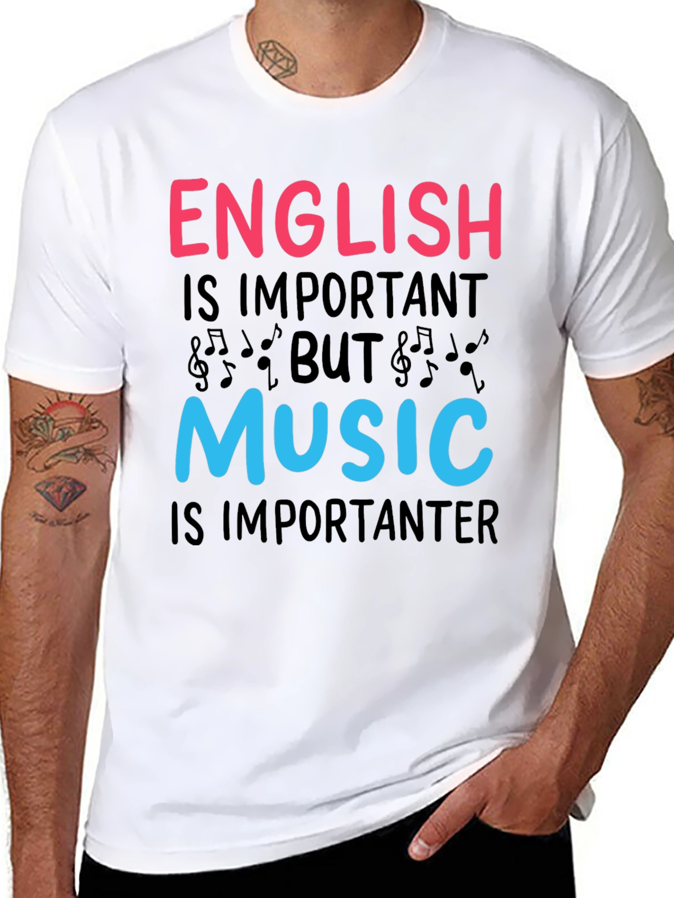 Black English vs Music T-Shirt - Importanter Funny Tee view 8
