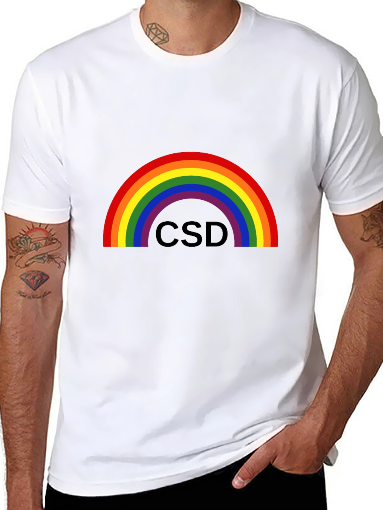 Black Rainbow CSD Pride T-Shirt - Black view 8