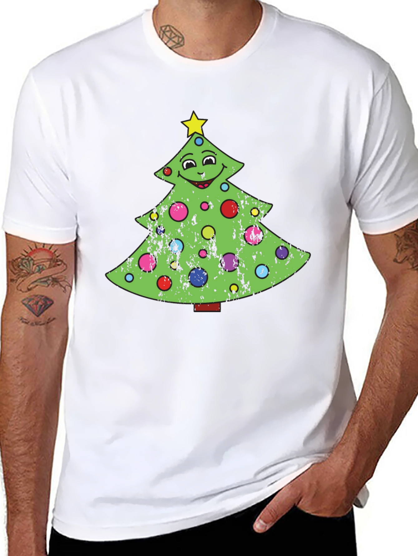 Black Festive Christmas Tree Graphic Tee - Holiday Style view 8