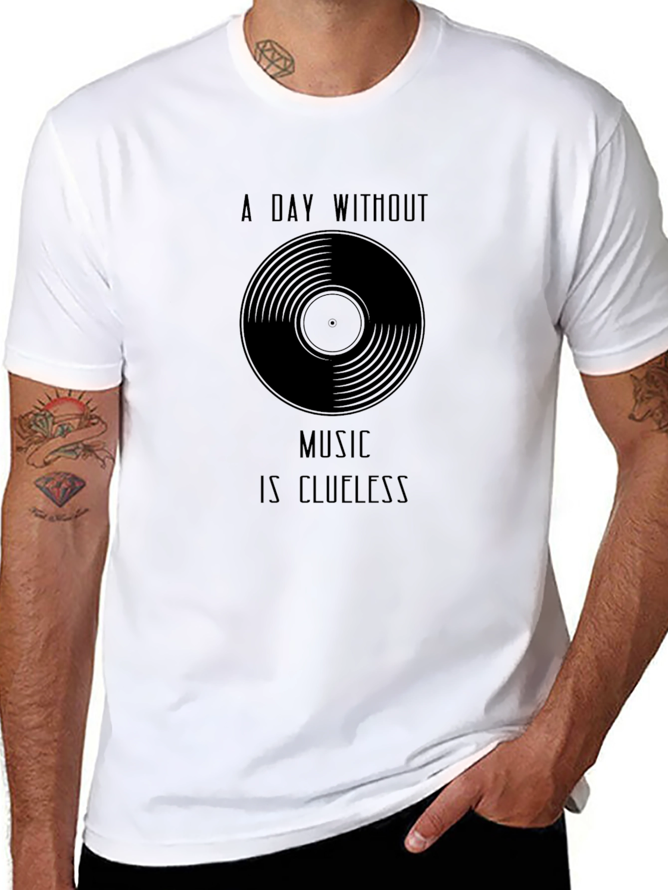 Black Music Lover's T-Shirt - A Day Without Music is Clueless  view 8