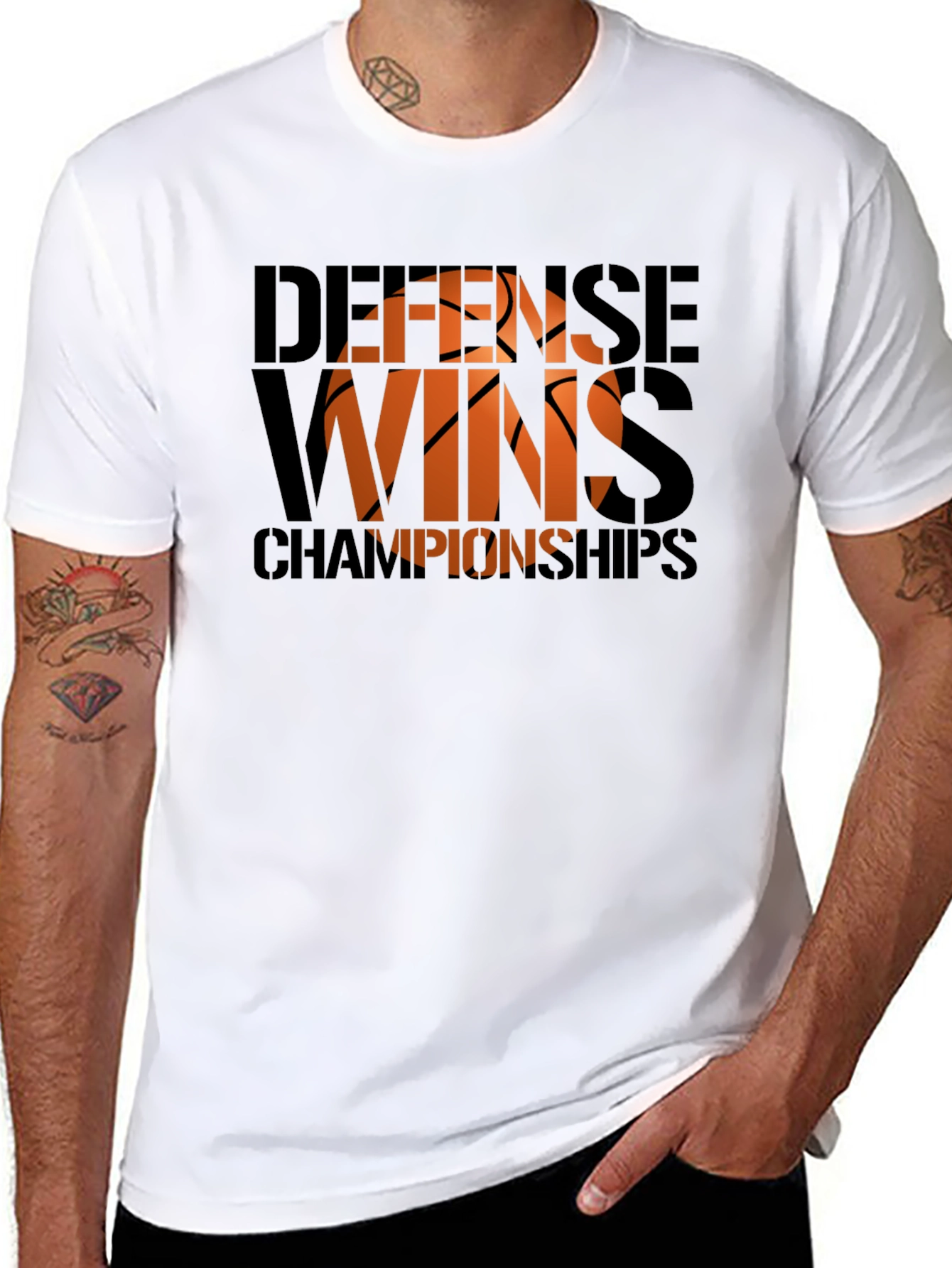 Black Defense Wins Championships Basketball Graphic Tee view 8
