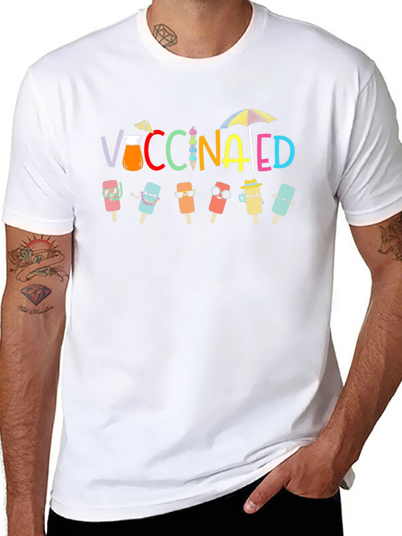Black Vaccinated Popsicle Summer T-Shirt view 8
