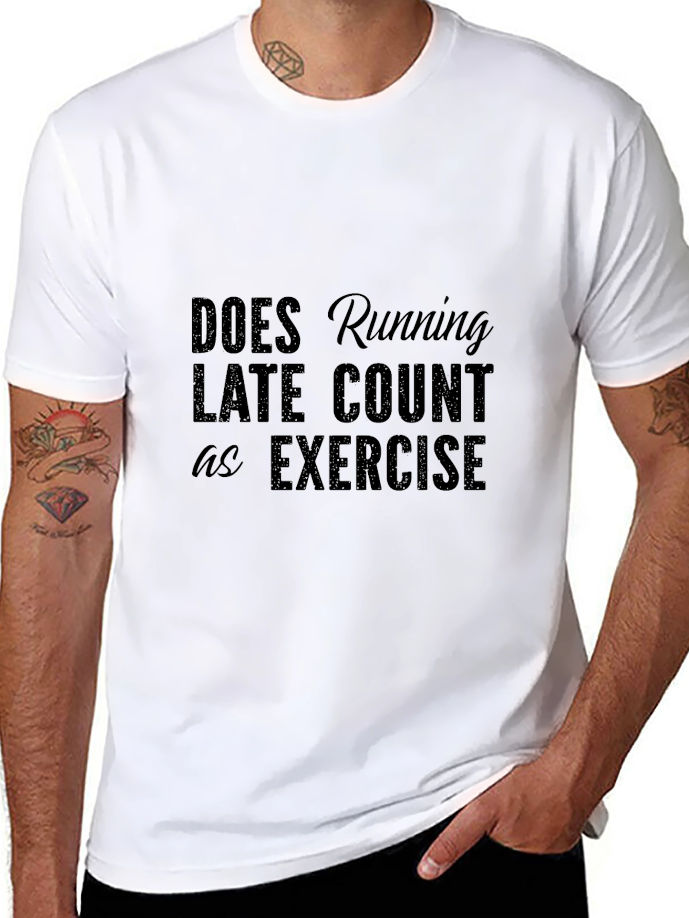 Black Running Late T-Shirt - Funny Exercise Tee view 8