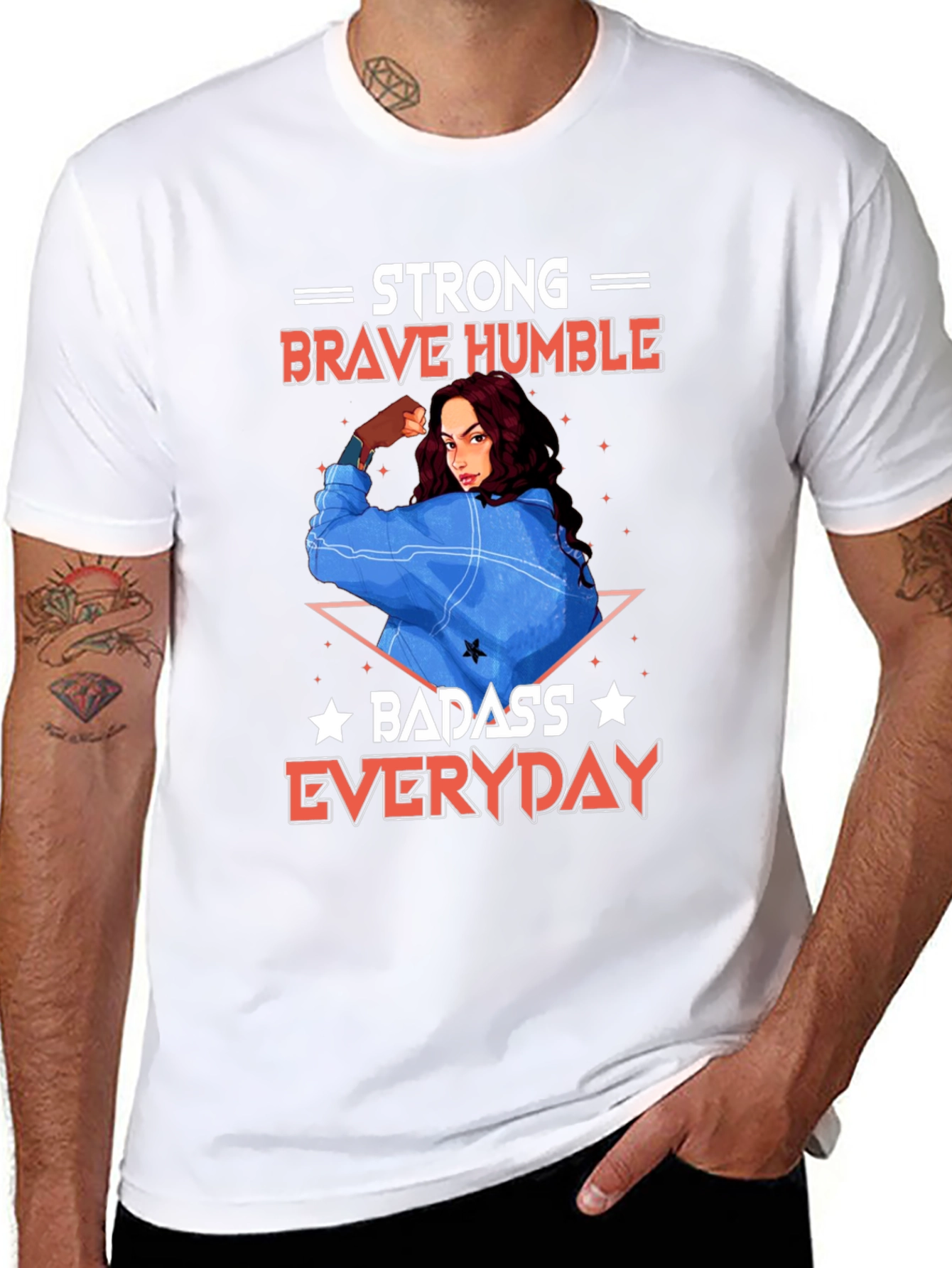 Black Strong Brave Humble Graphic T-Shirt view 8