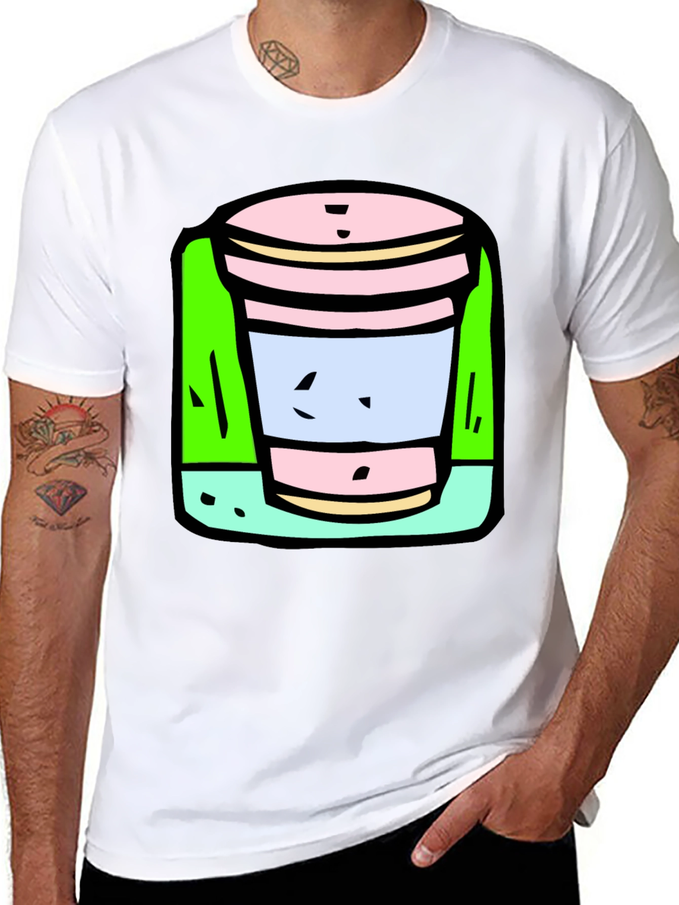 Black Cartoon Cup T-Shirt: Fun, Unique Graphic Tee view 8