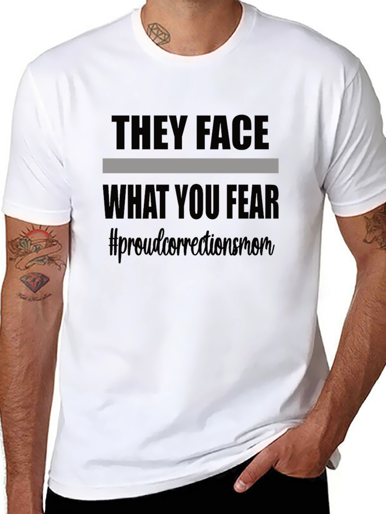 Black Corrections Officer Mom T-Shirt - They Face What You Fear view 8
