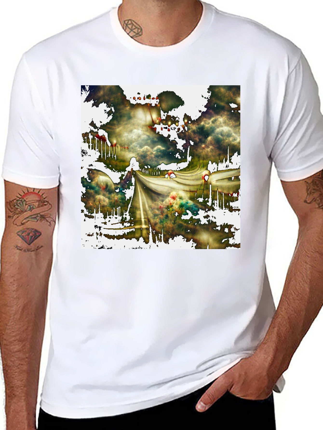 Black Abstract Road T-Shirt - Unique Graphic Tee view 8