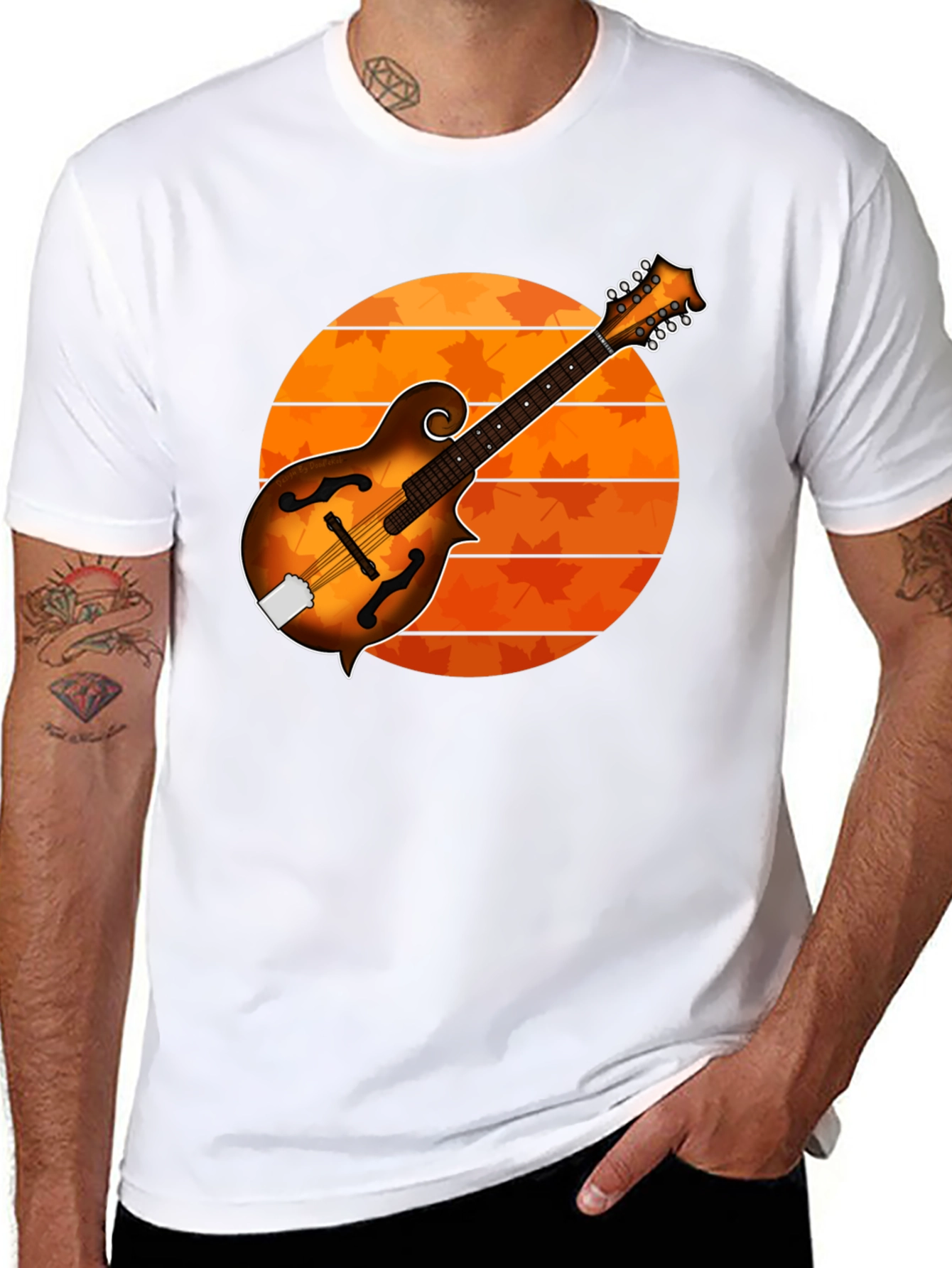 Black Mandolin Sunset Graphic Tee - Musician's Gift view 8