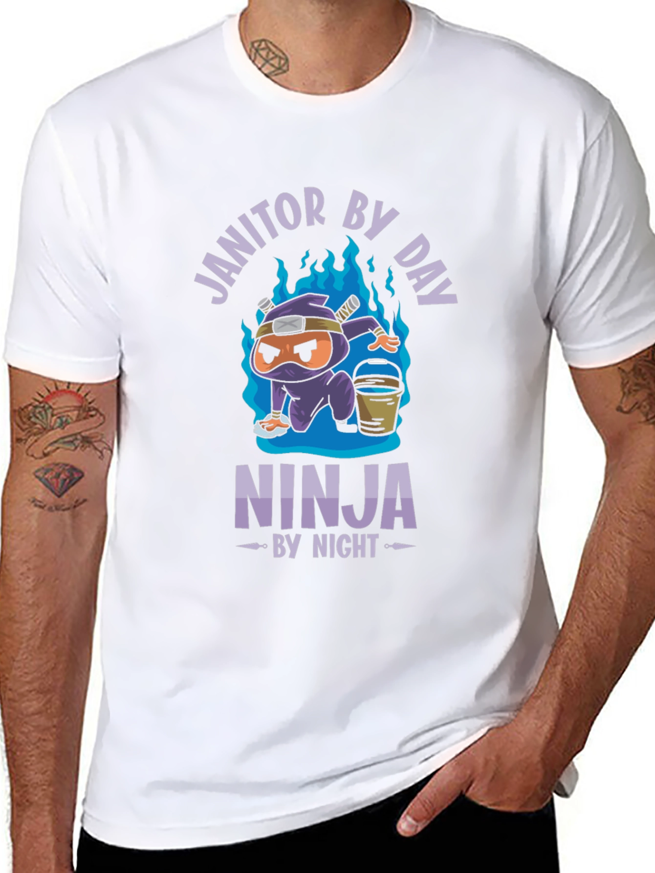 Black Janitor by Day Ninja by Night Black Graphic Tee view 8