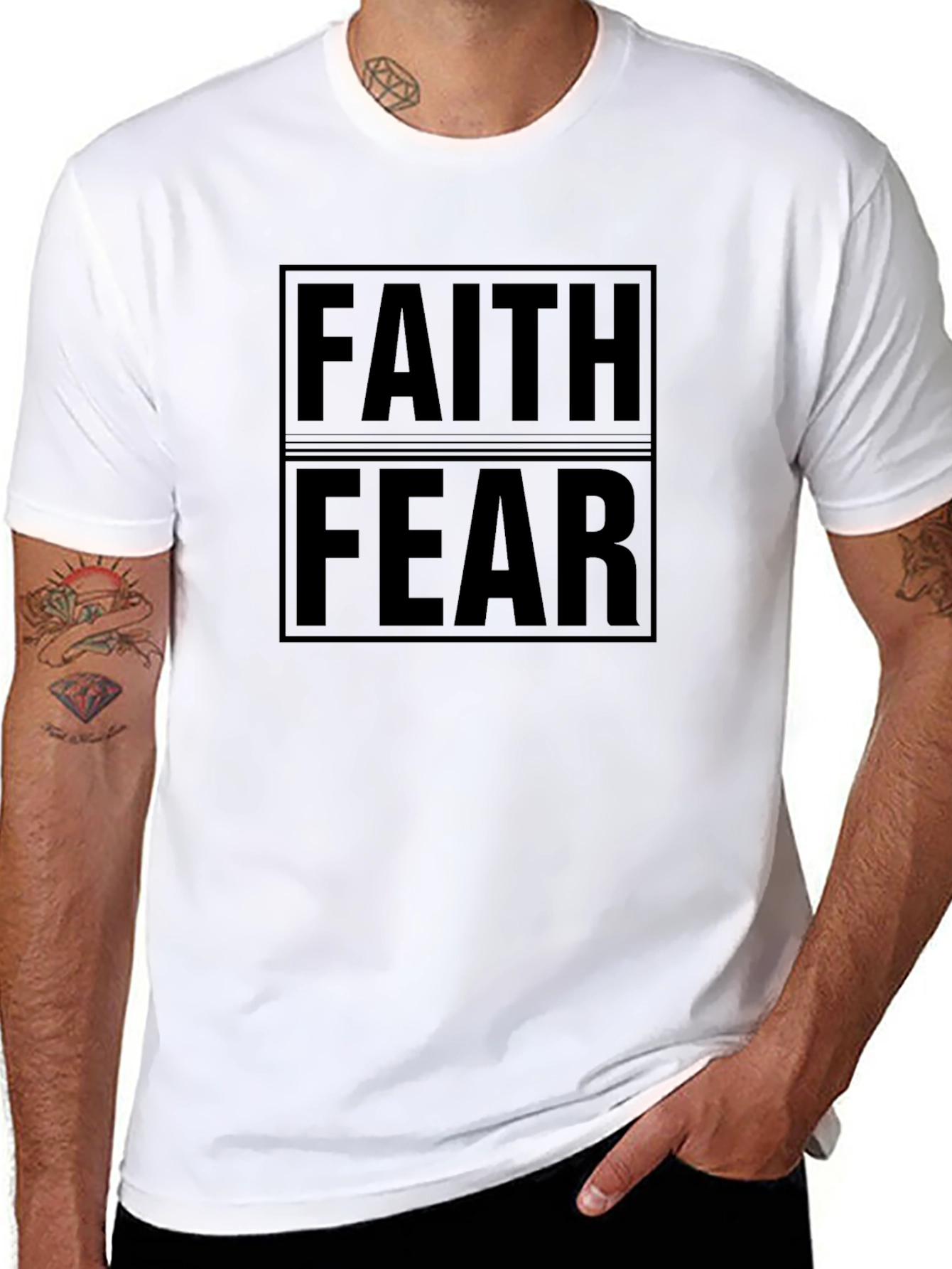 Black Faith Over Fear Graphic Tee - Mens view 8
