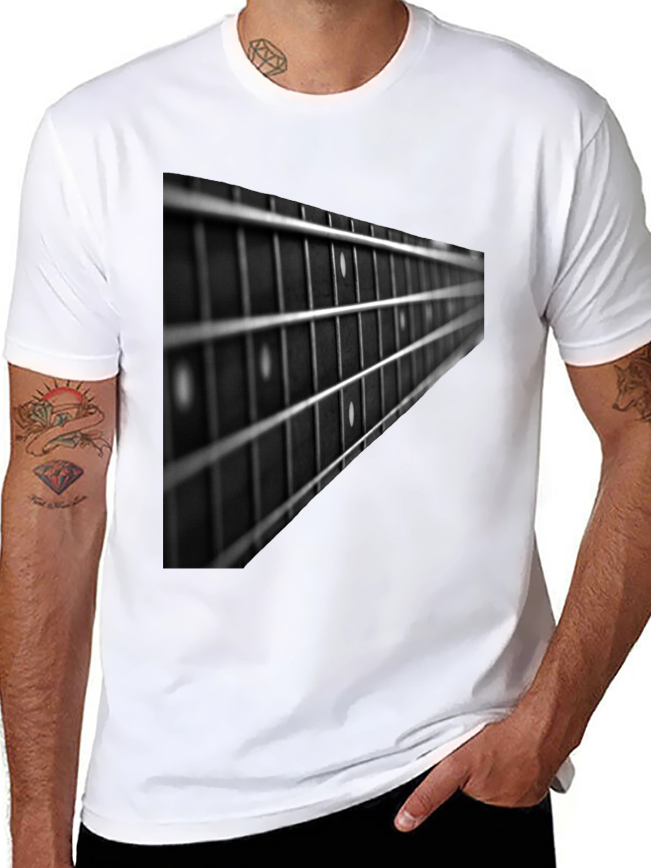 Black Guitar Fretboard Graphic Tee - Black view 8