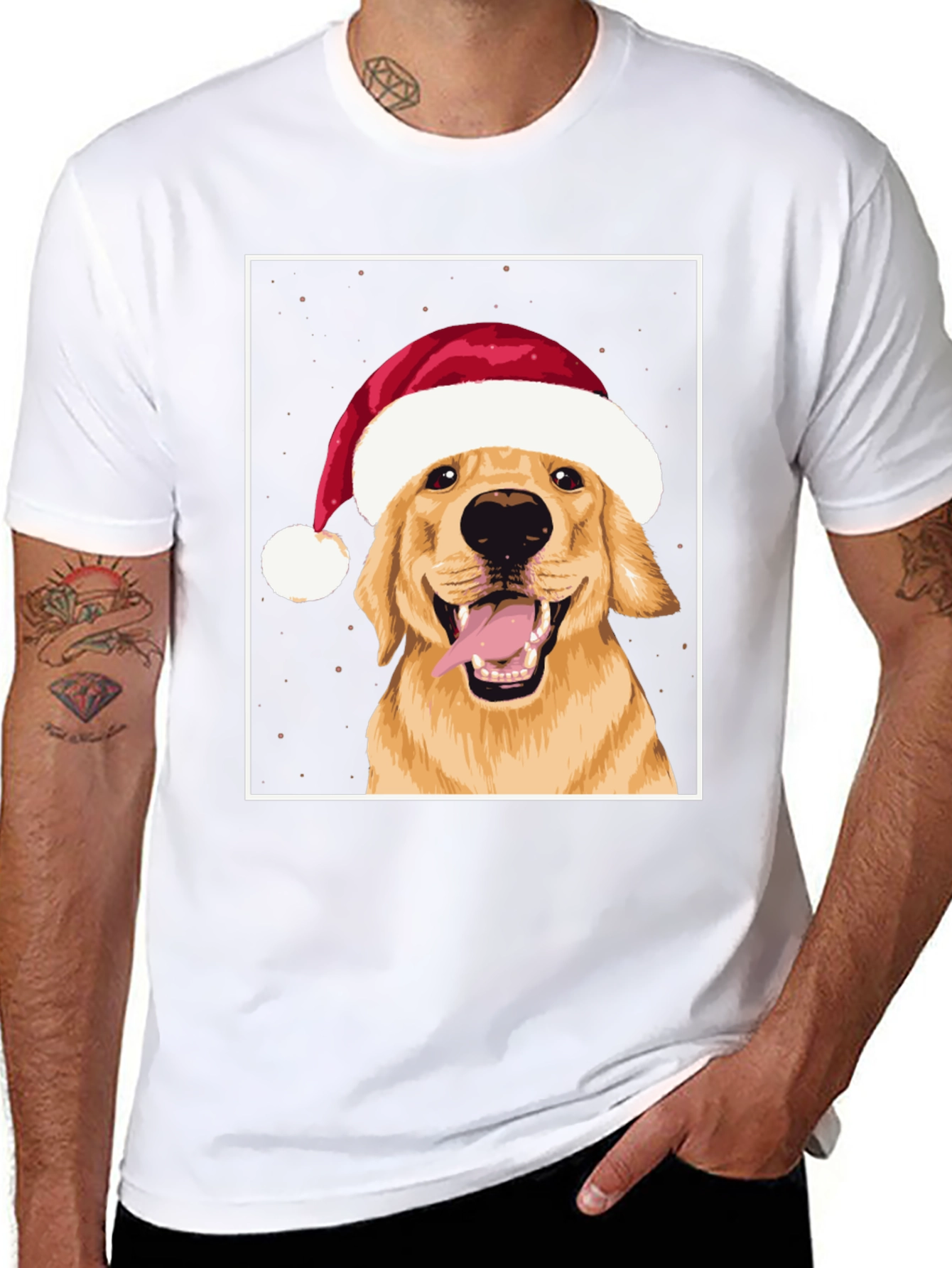Black Dog in Santa Hat Graphic Tee - Holiday Cheer! view 8