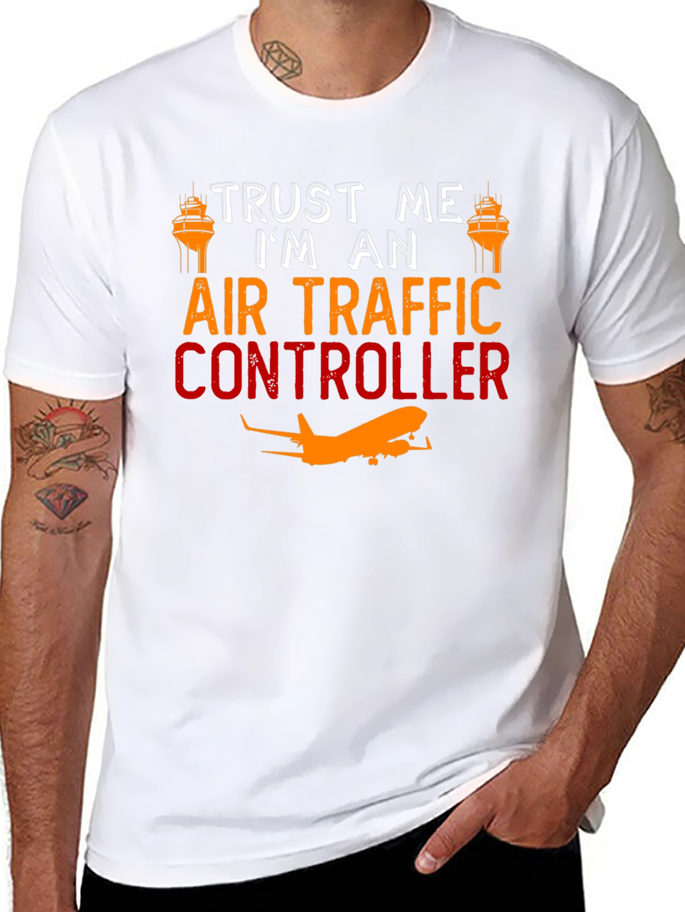 Black Air Traffic Controller T-Shirt - Funny Aviation Gift view 8