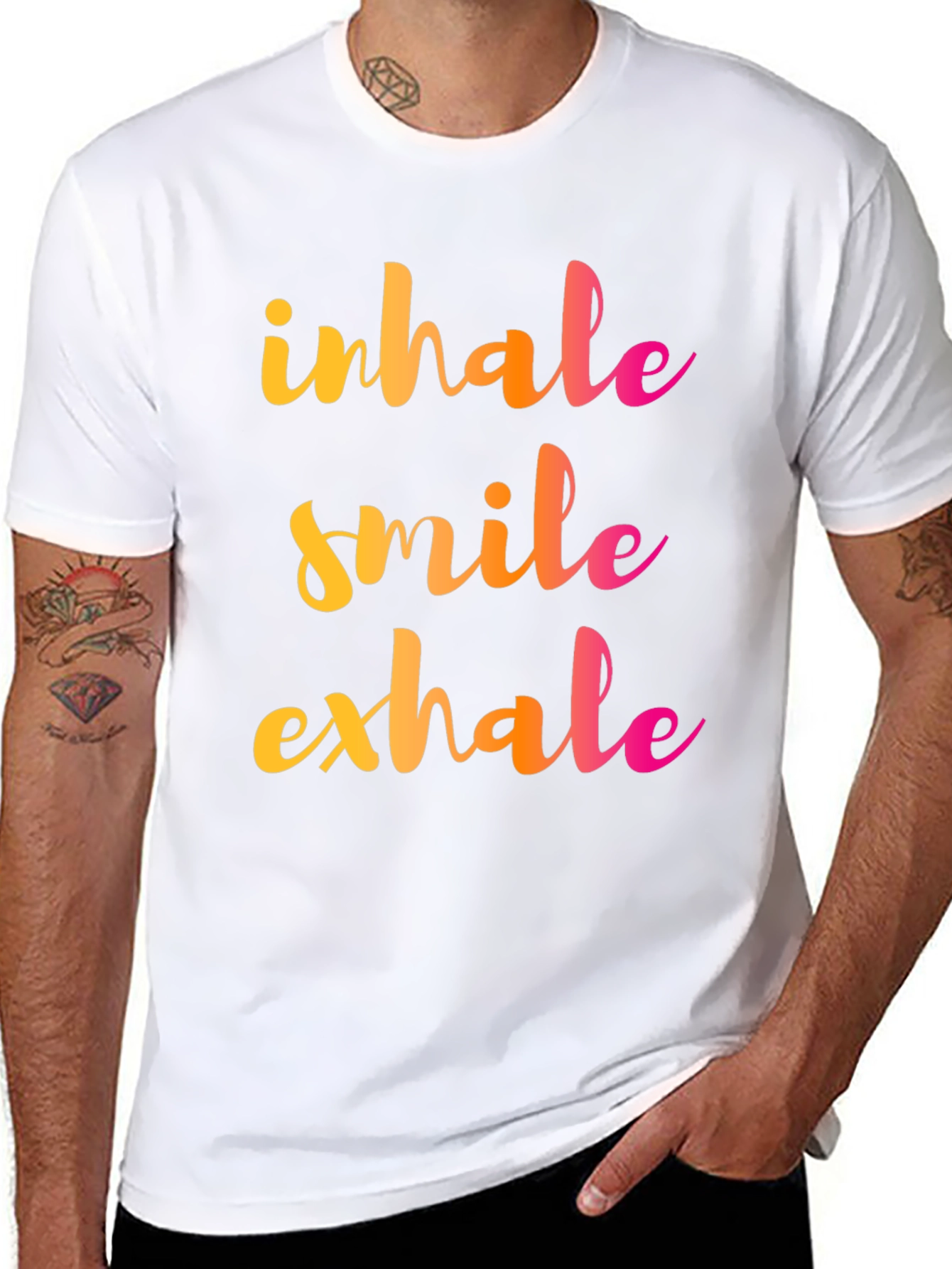 Black Inhale Smile Exhale Graphic Tee - Positive Vibes Shirt view 8