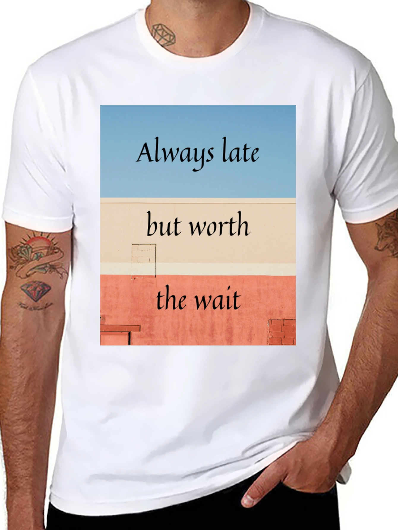 Black Always Late Worth the Wait Black T-Shirt view 8