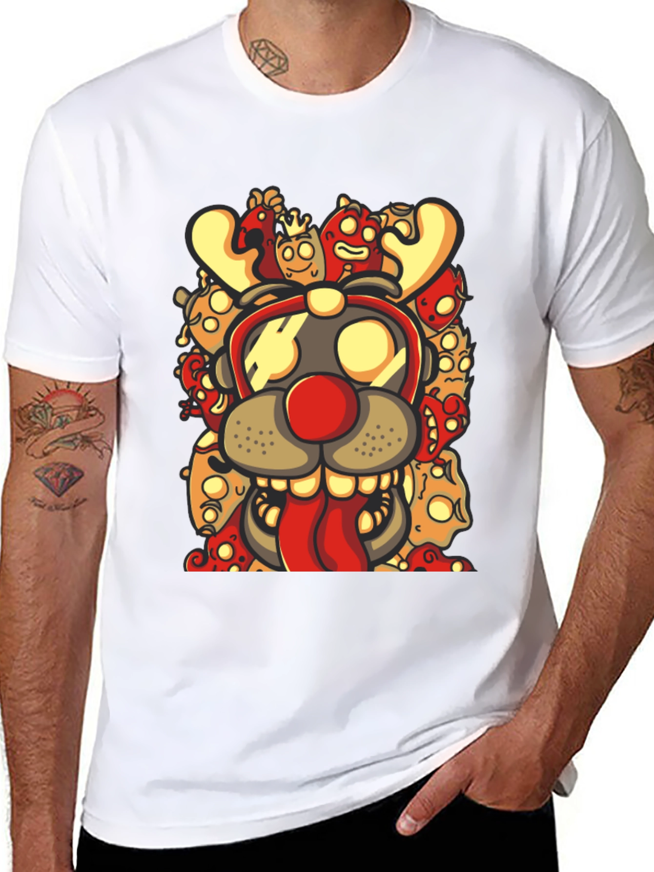 Black Cartoon Reindeer Graphic Black T-Shirt view 8