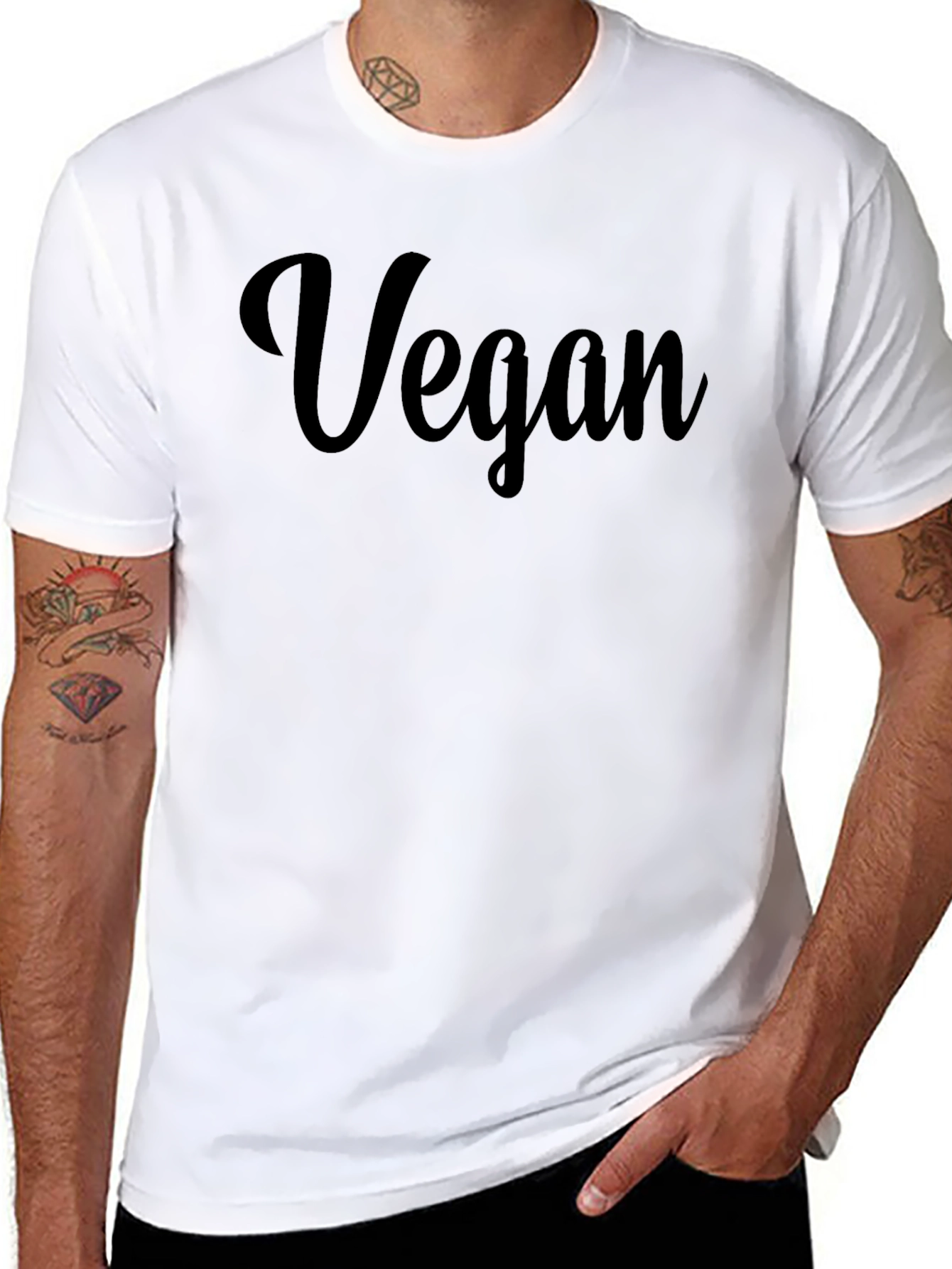Black Vegan Statement Crew Neck T-Shirt view 8