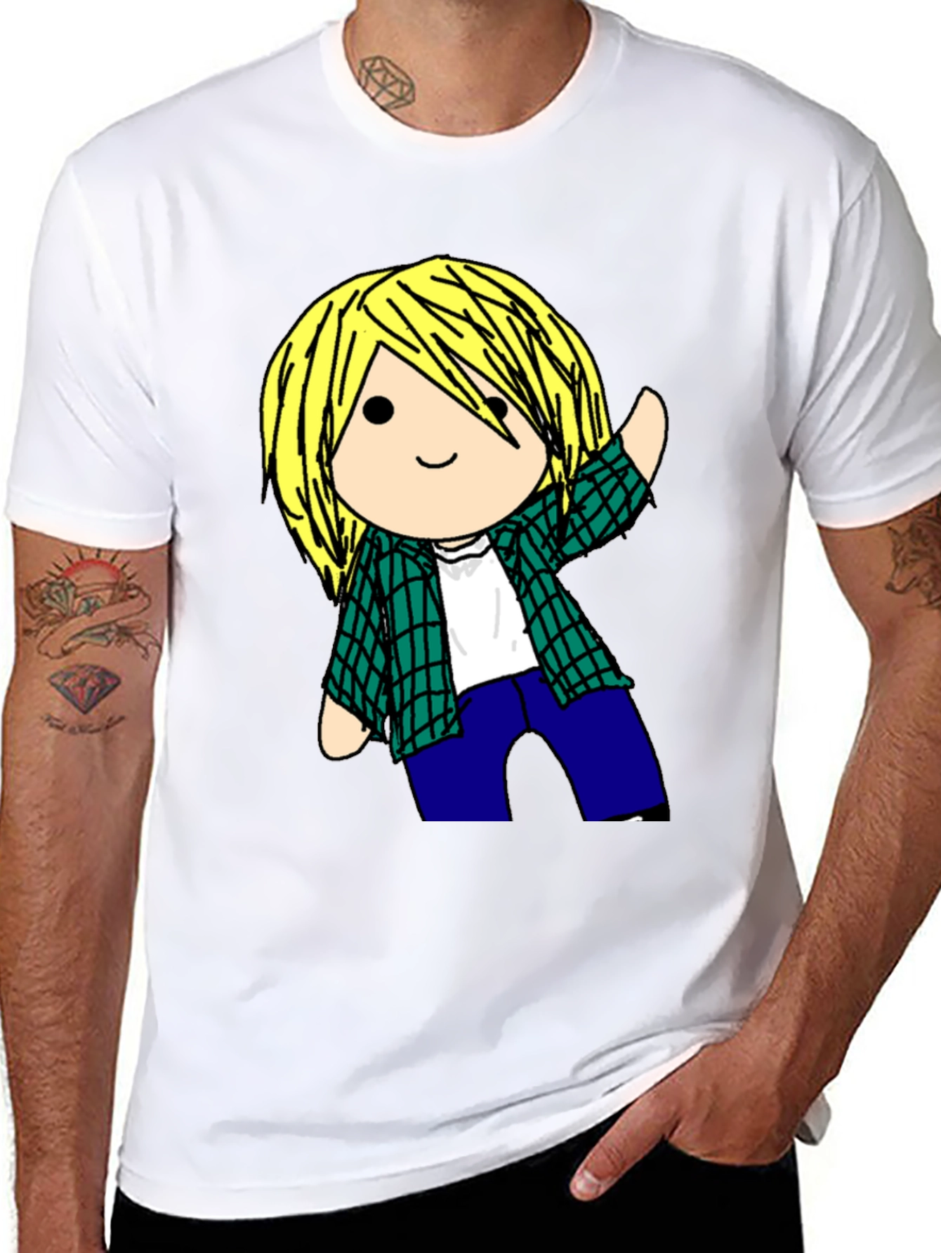 Black Cartoon Character Black T-Shirt view 8