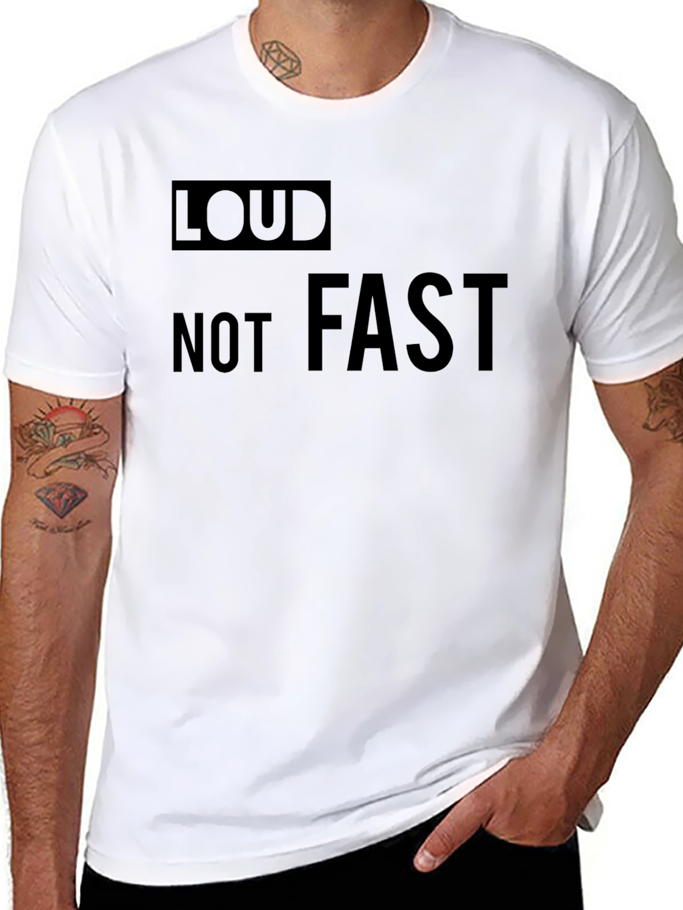 Black Loud Not Fast Graphic Tee - Black Cotton view 8