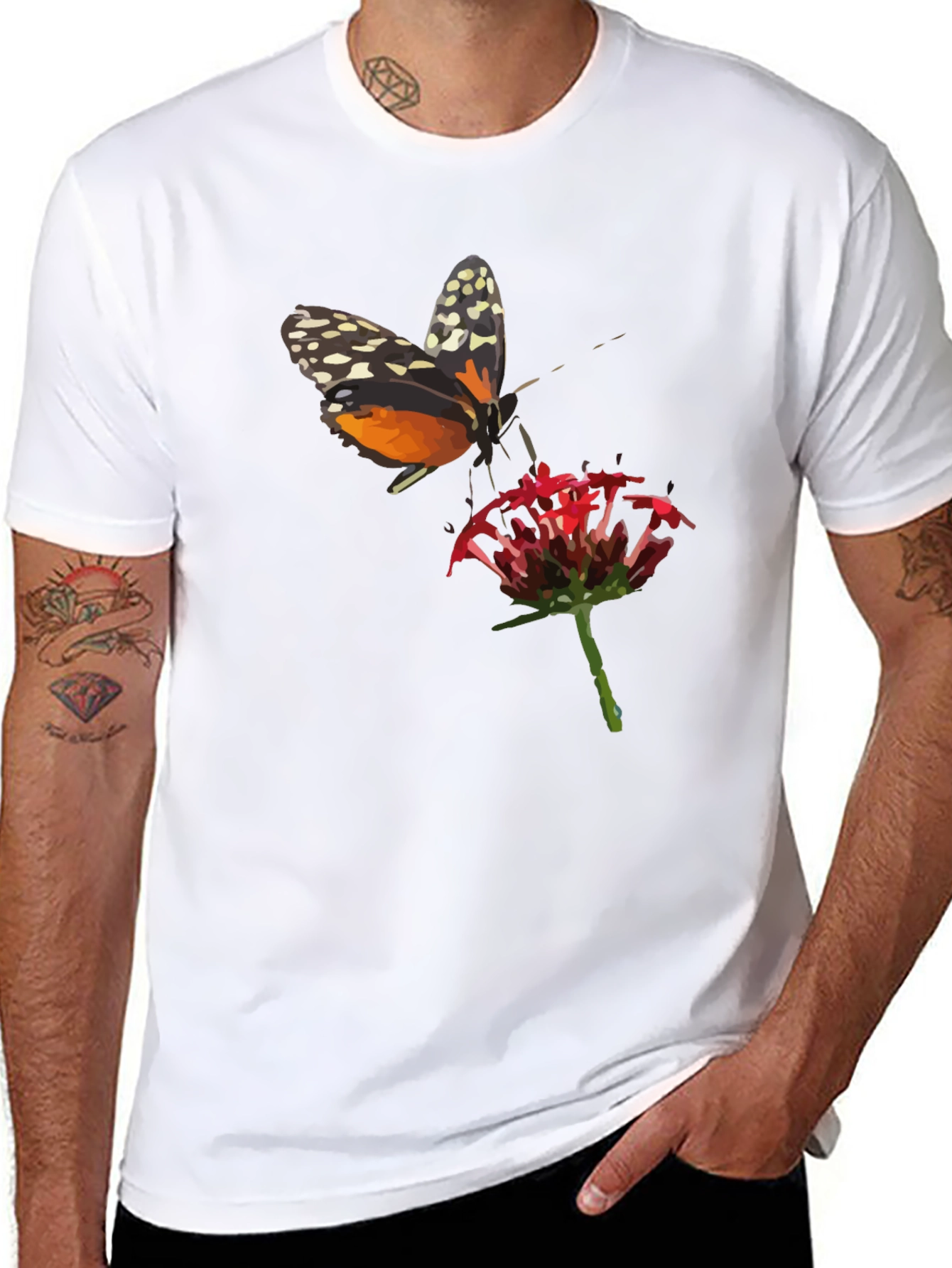 Black Butterfly Graphic T-Shirt - Stylish Men's Black Tee view 8