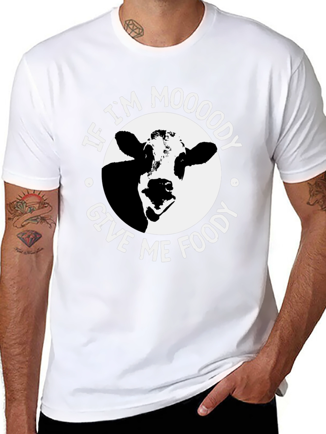Black Moody Cow Graphic T-Shirt - Funny Unisex Tee view 8