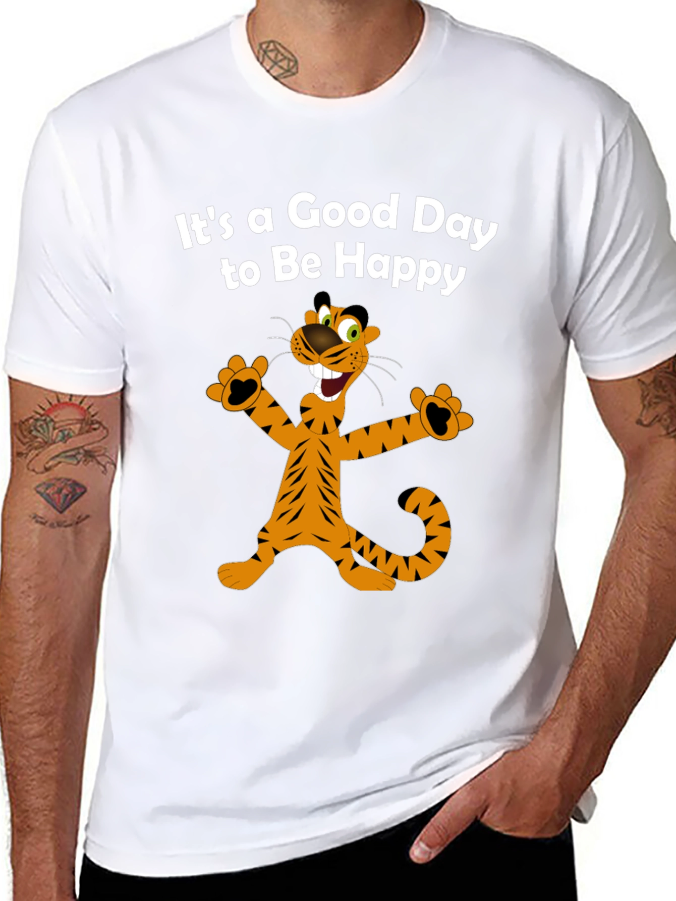 Black Happy Tiger Graphic Tee - It's a Good Day view 8