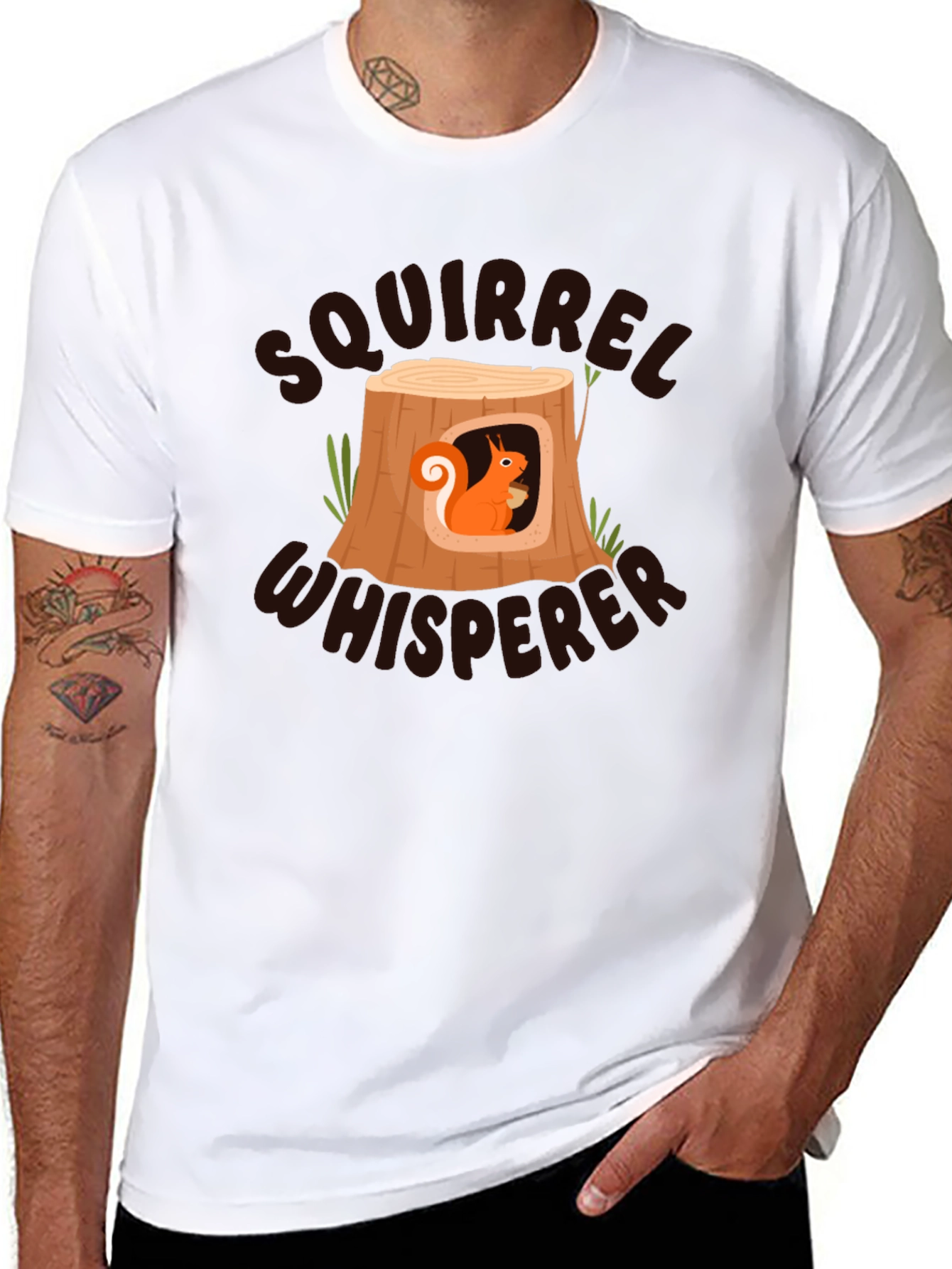 Black Squirrel Whisperer Black T-Shirt - Nature Lover Tee view 8