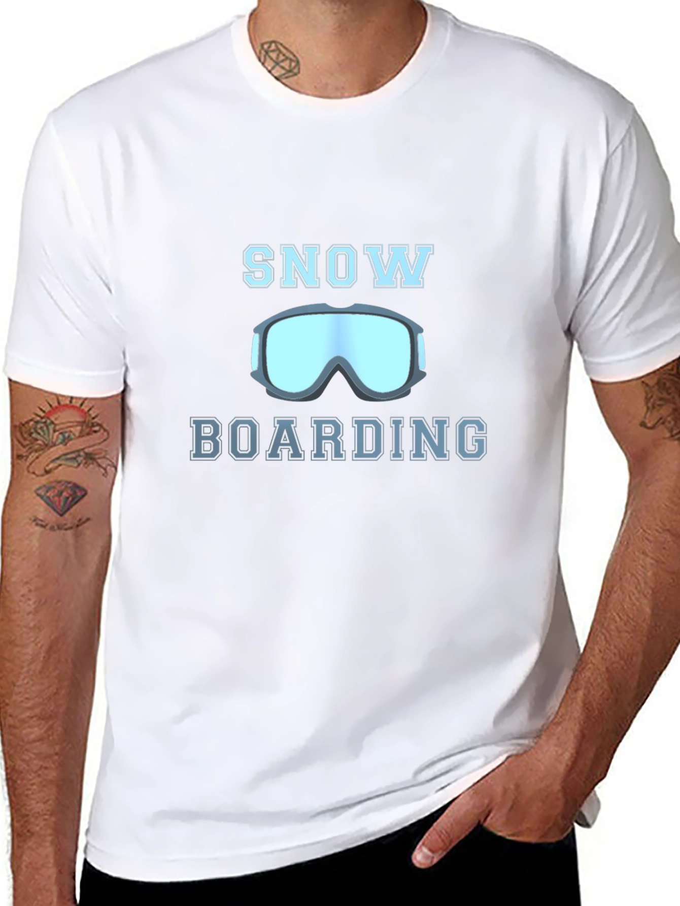 Black Snowboarding Graphic Tee - Black Cotton Blend Shirt view 8