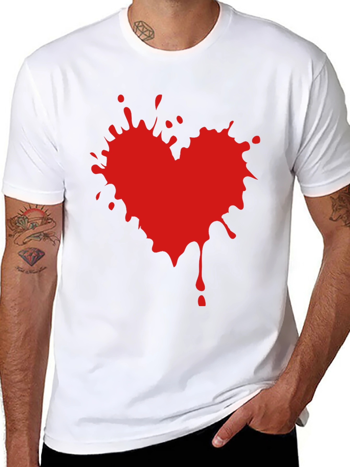 Black Heart Splatter Graphic Tee - Black T-Shirt view 8