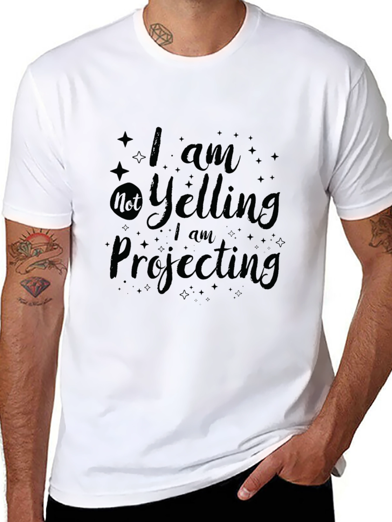 Black Humorous Graphic Tee - I am Projecting view 8