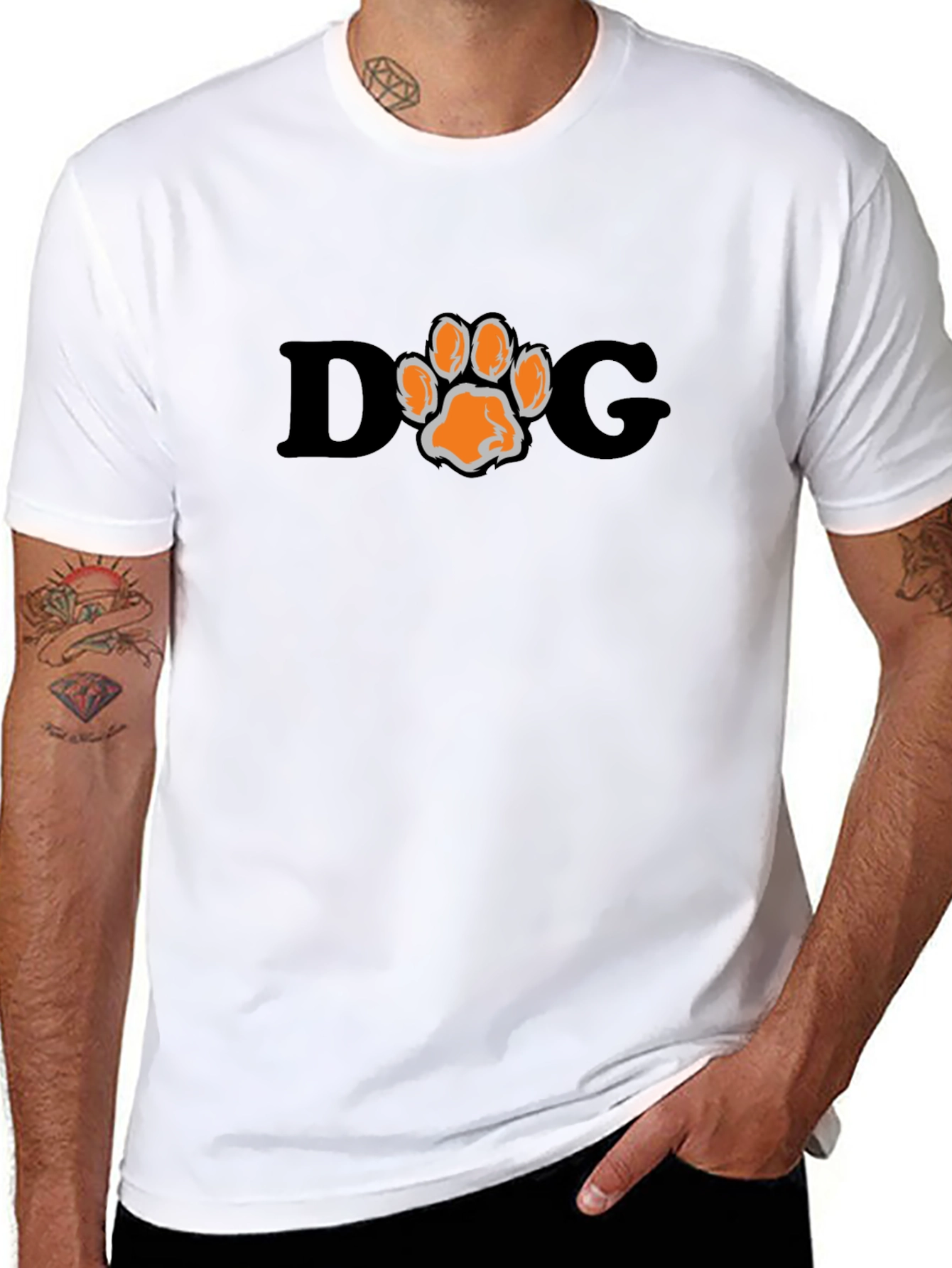 Black DOG Paw Print Graphic Tee view 8